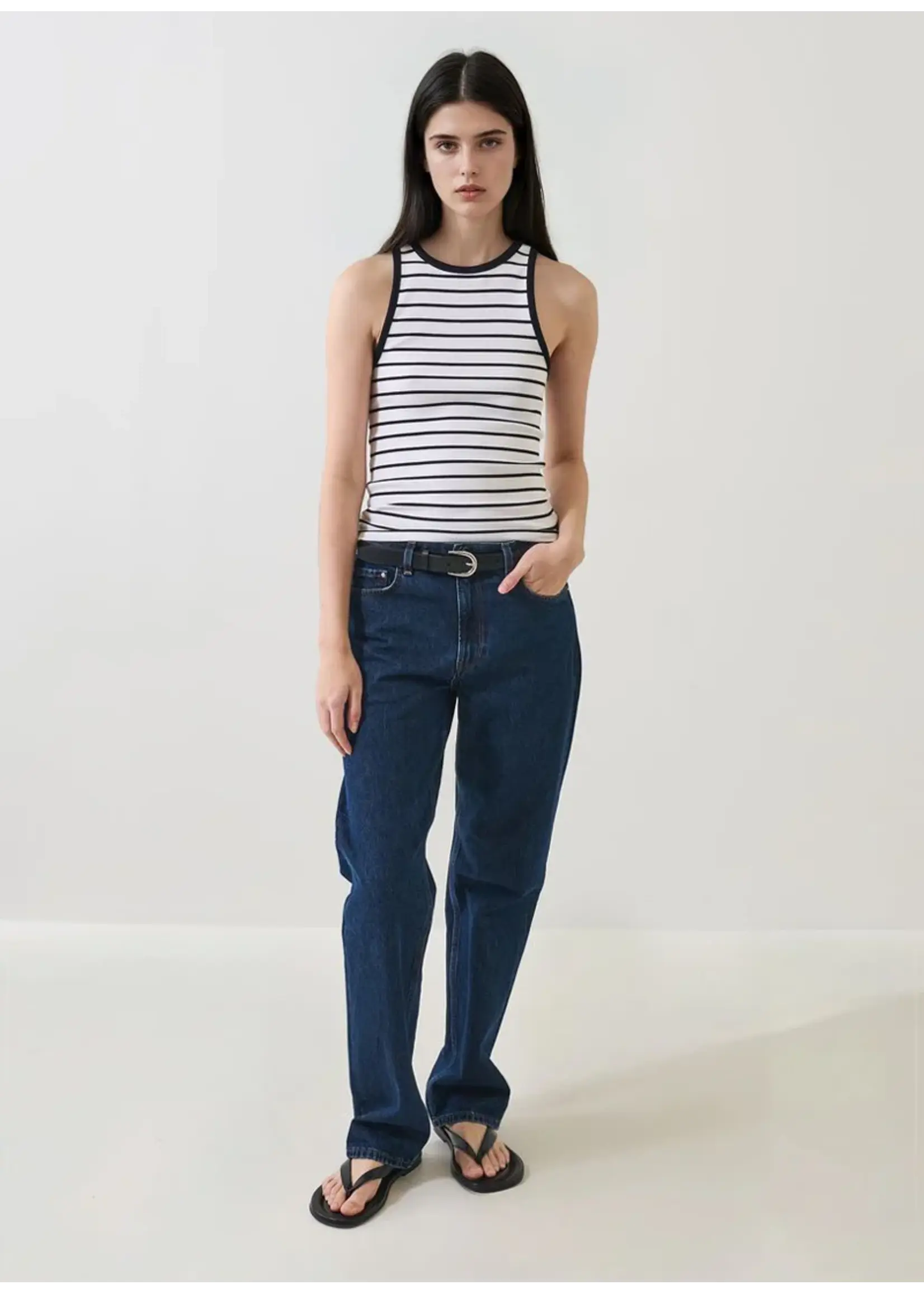 Patrick Assaraf Patrick Assaraf - Modal Cotton Stripe Rib Tank