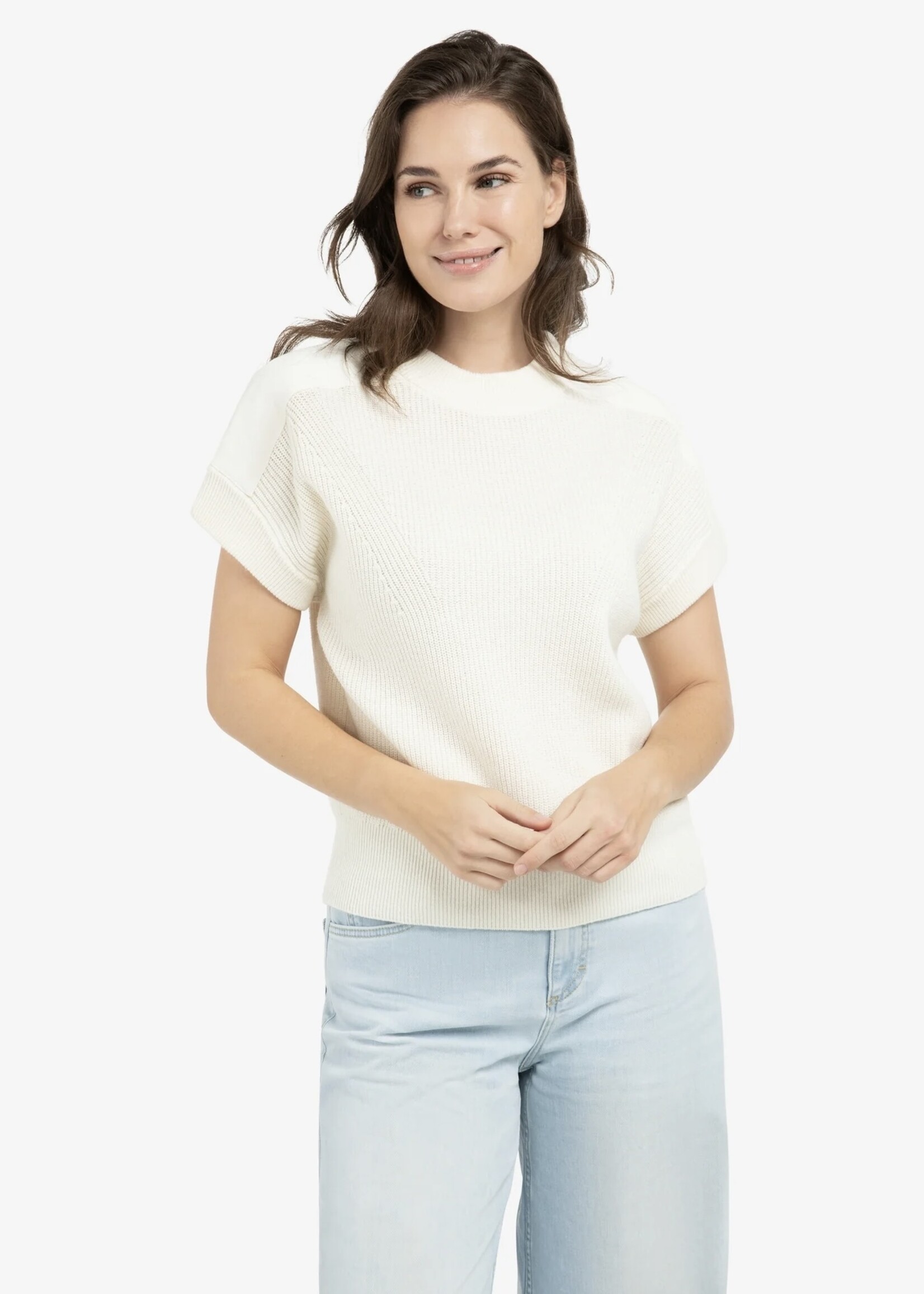 YAYA Yaya - Knitted Top with Woven Shoulder Details