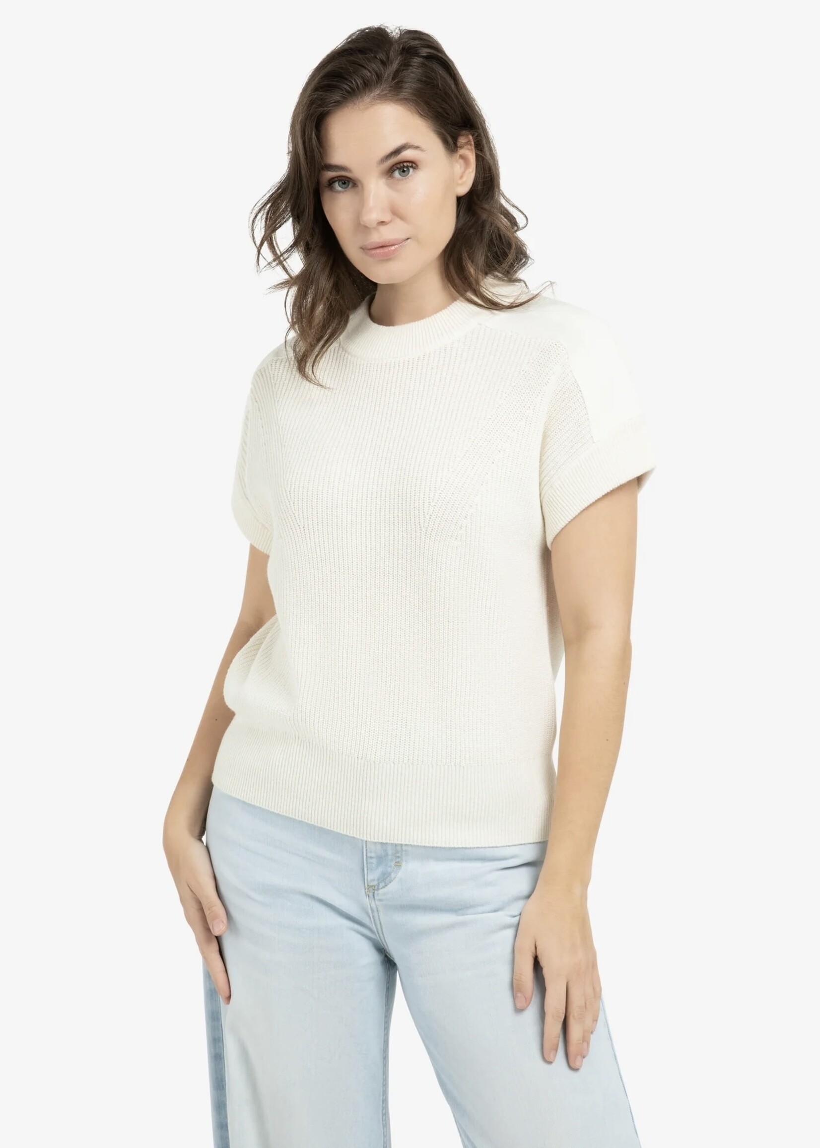 YAYA Yaya - Knitted Top with Woven Shoulder Details