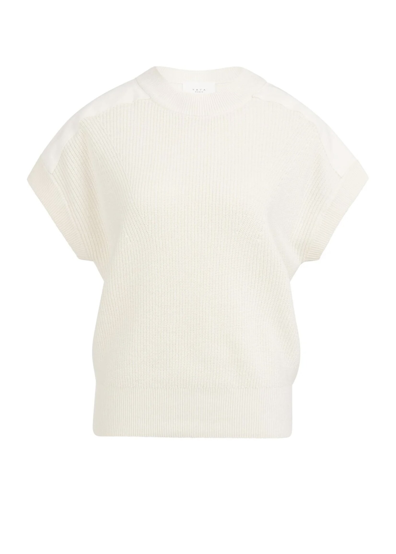 YAYA Yaya - Knitted Top with Woven Shoulder Details