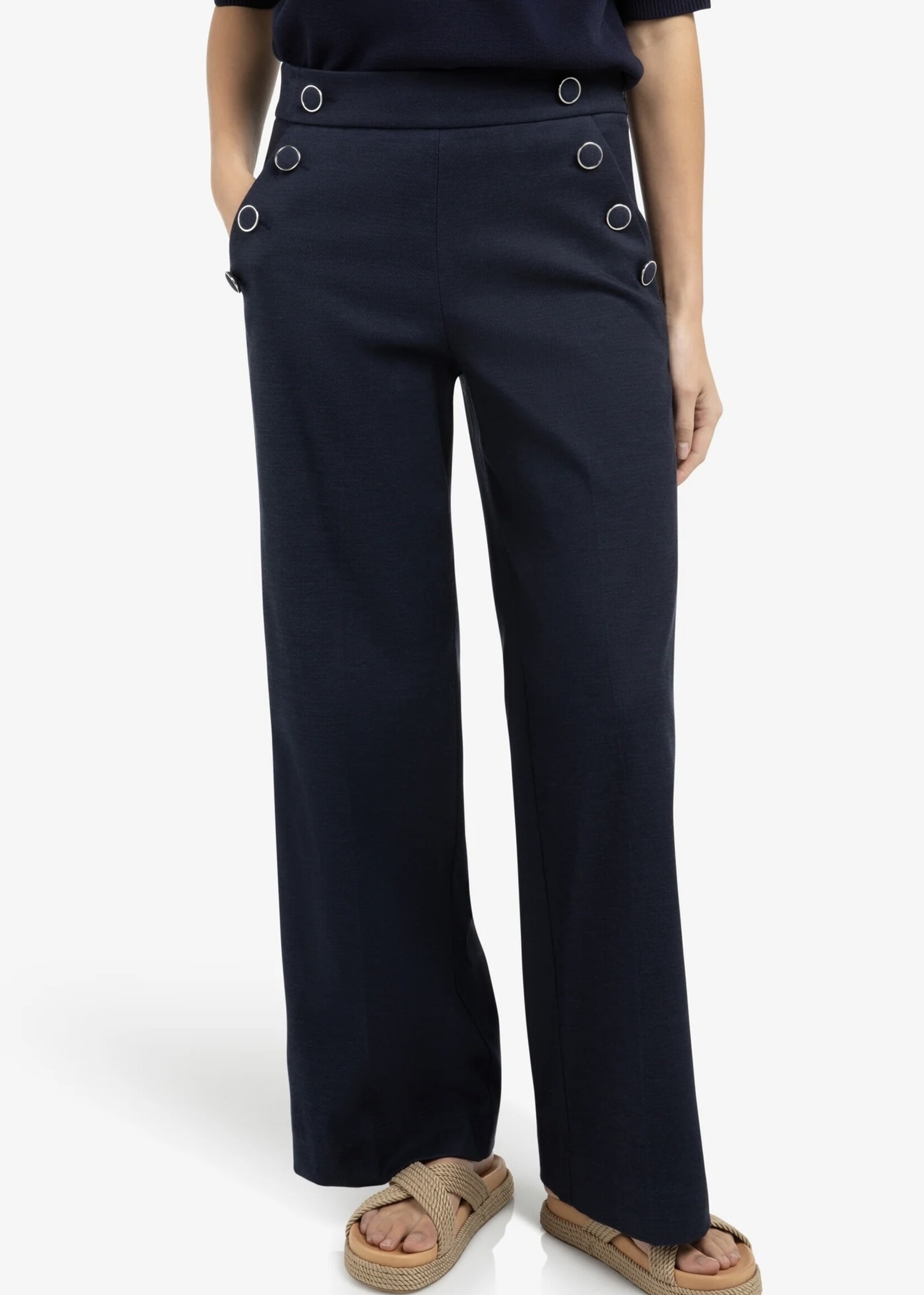 YAYA Yaya - High Waist Wide Leg Trousers with Buttons