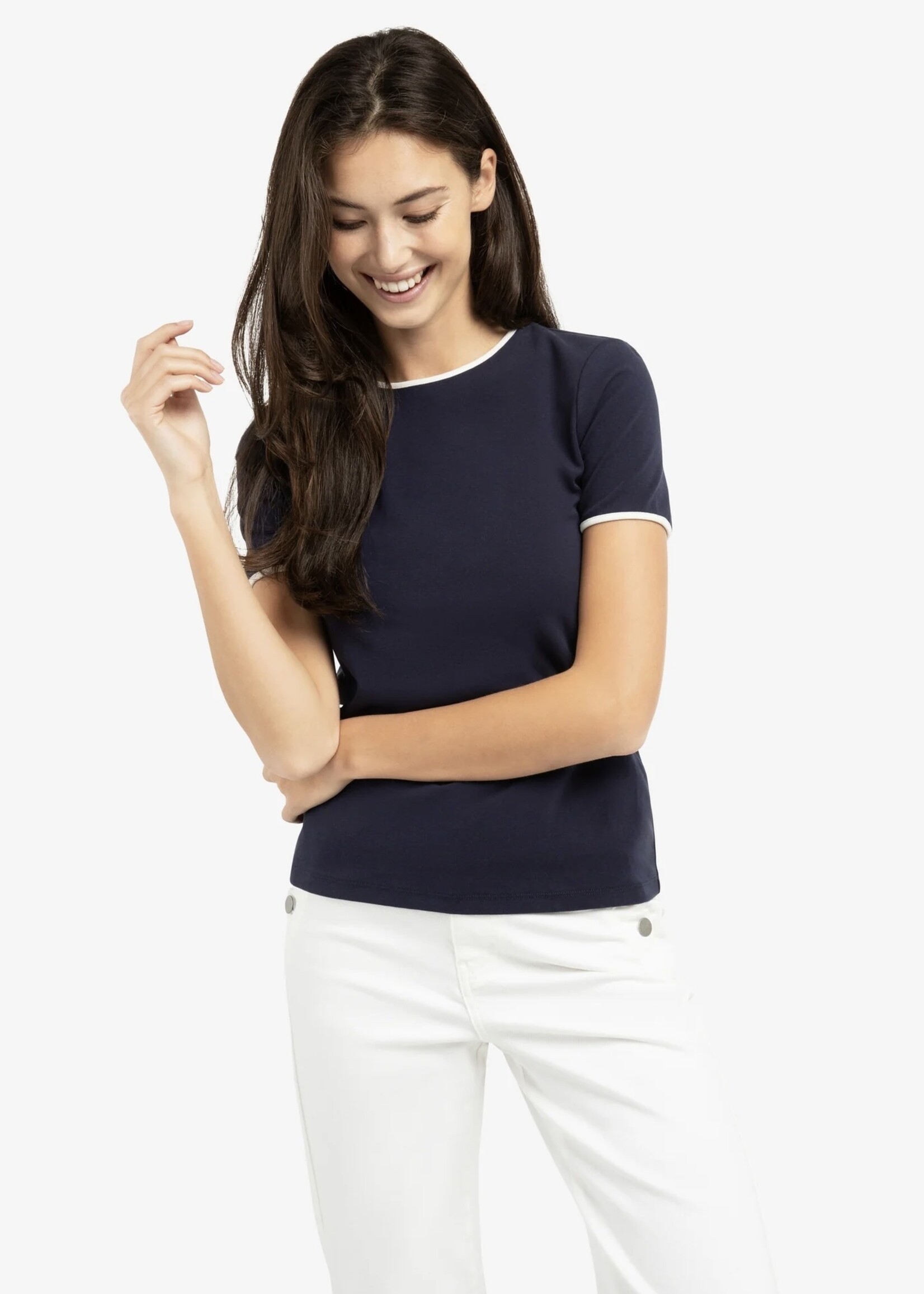 YAYA Yaya - T-shirt with Contrast Binding