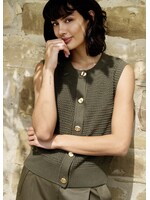 YAYA Yaya - Textured Sleeveless cardigan with fancy buttons