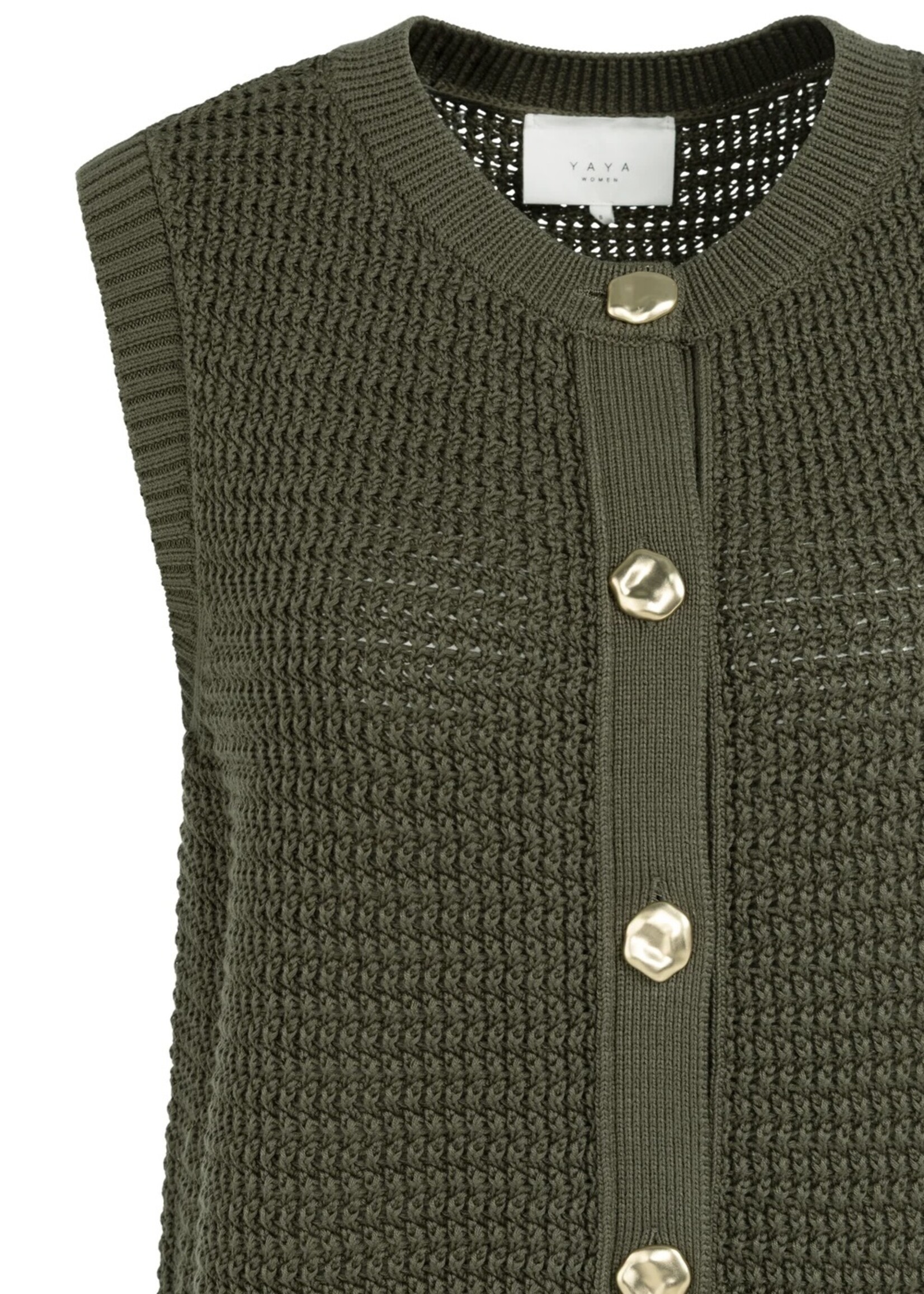 YAYA Yaya - Textured Sleeveless cardigan with fancy buttons