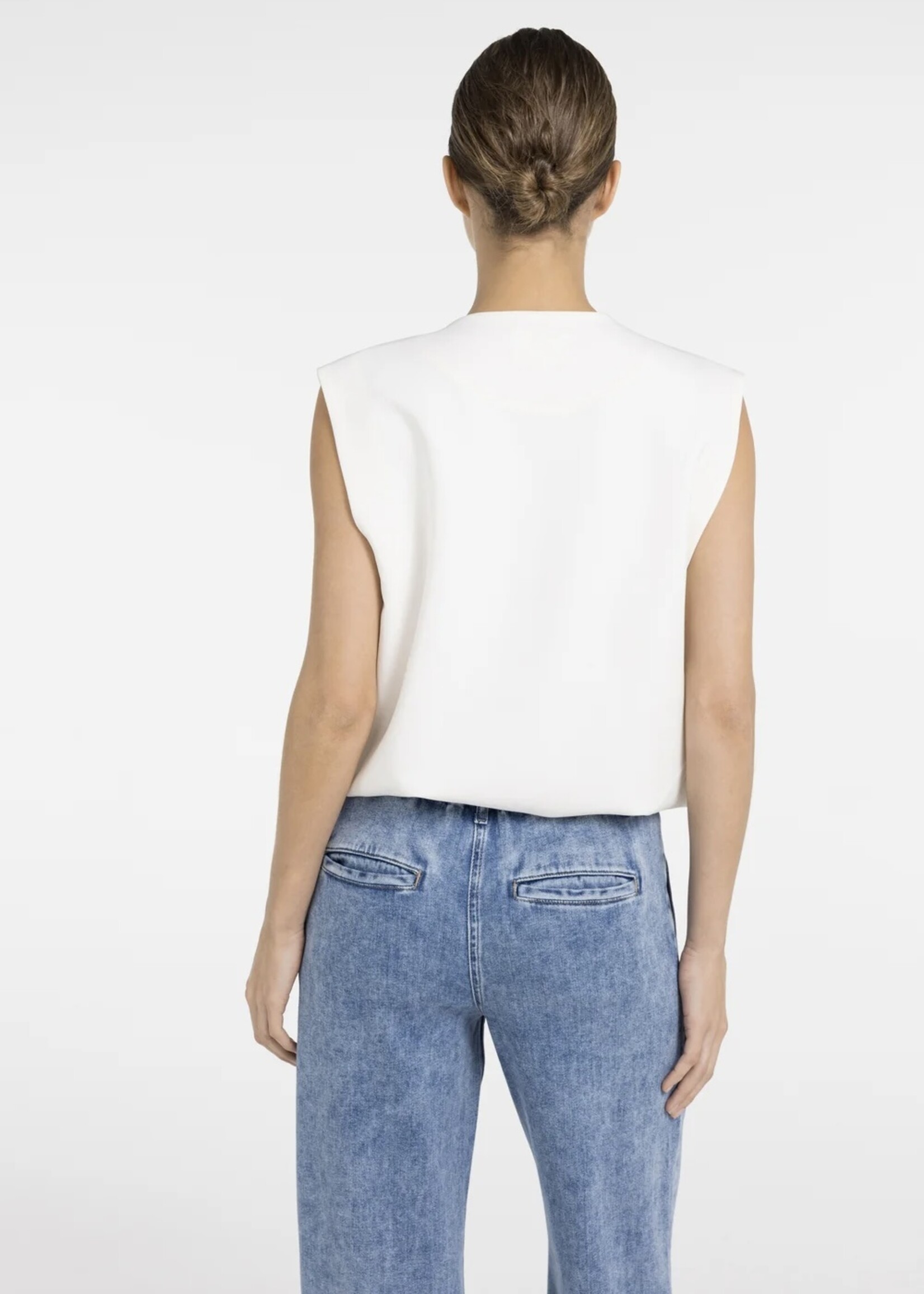 YAYA Yaya - Sleeveless woven jacket with balloon shaped bottom hem