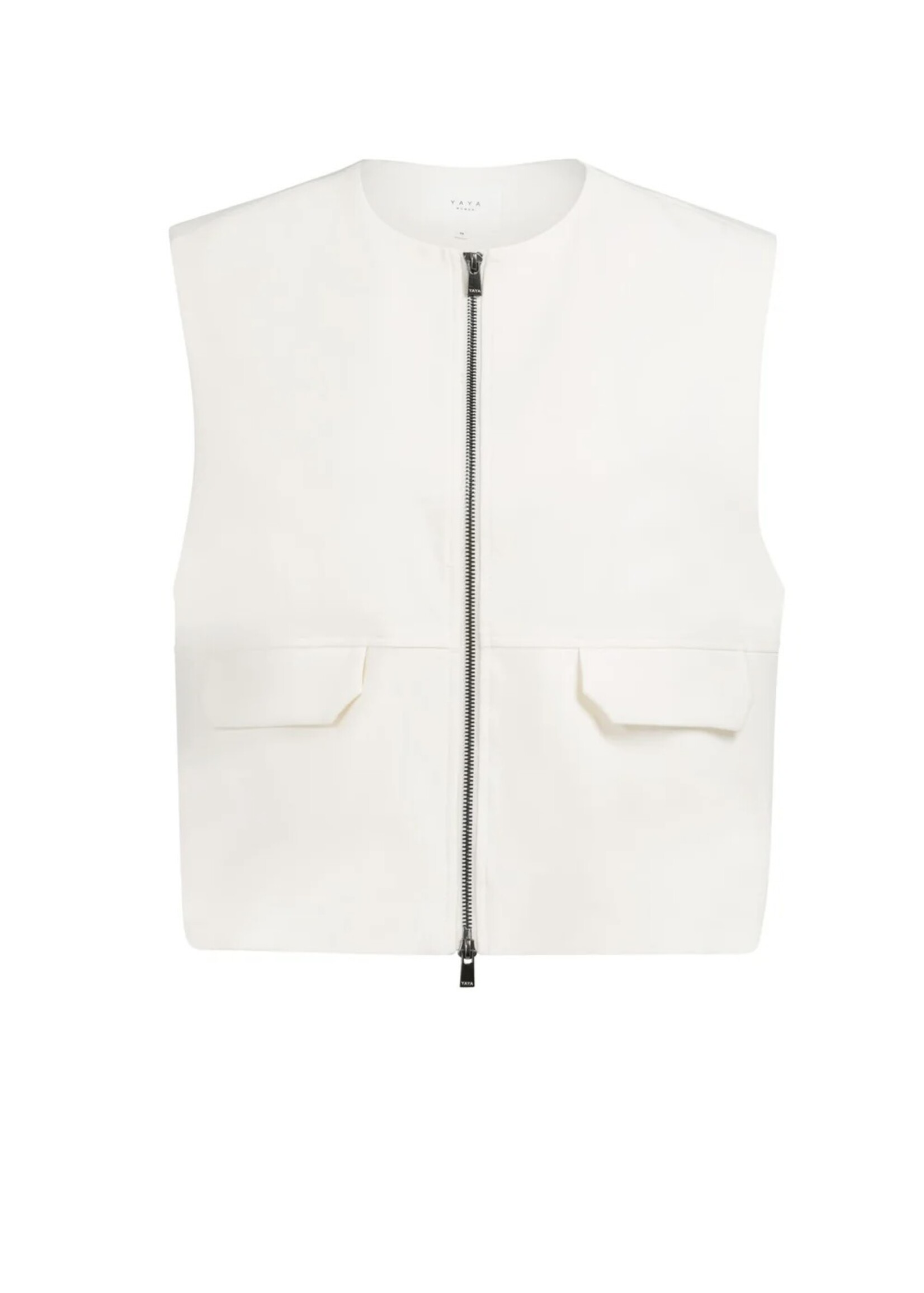 YAYA Yaya - Sleeveless woven jacket with balloon shaped bottom hem