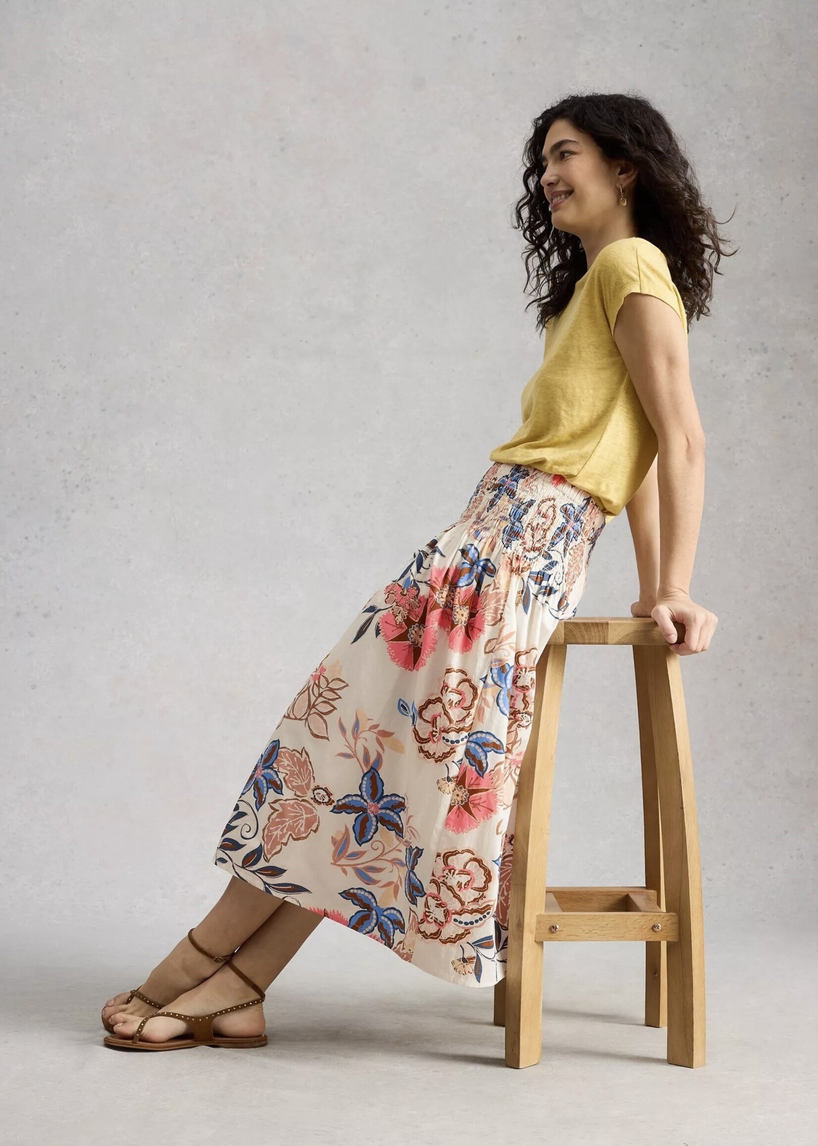 White Stuff Femme White Stuff - Suri Shirred Midi Skirt