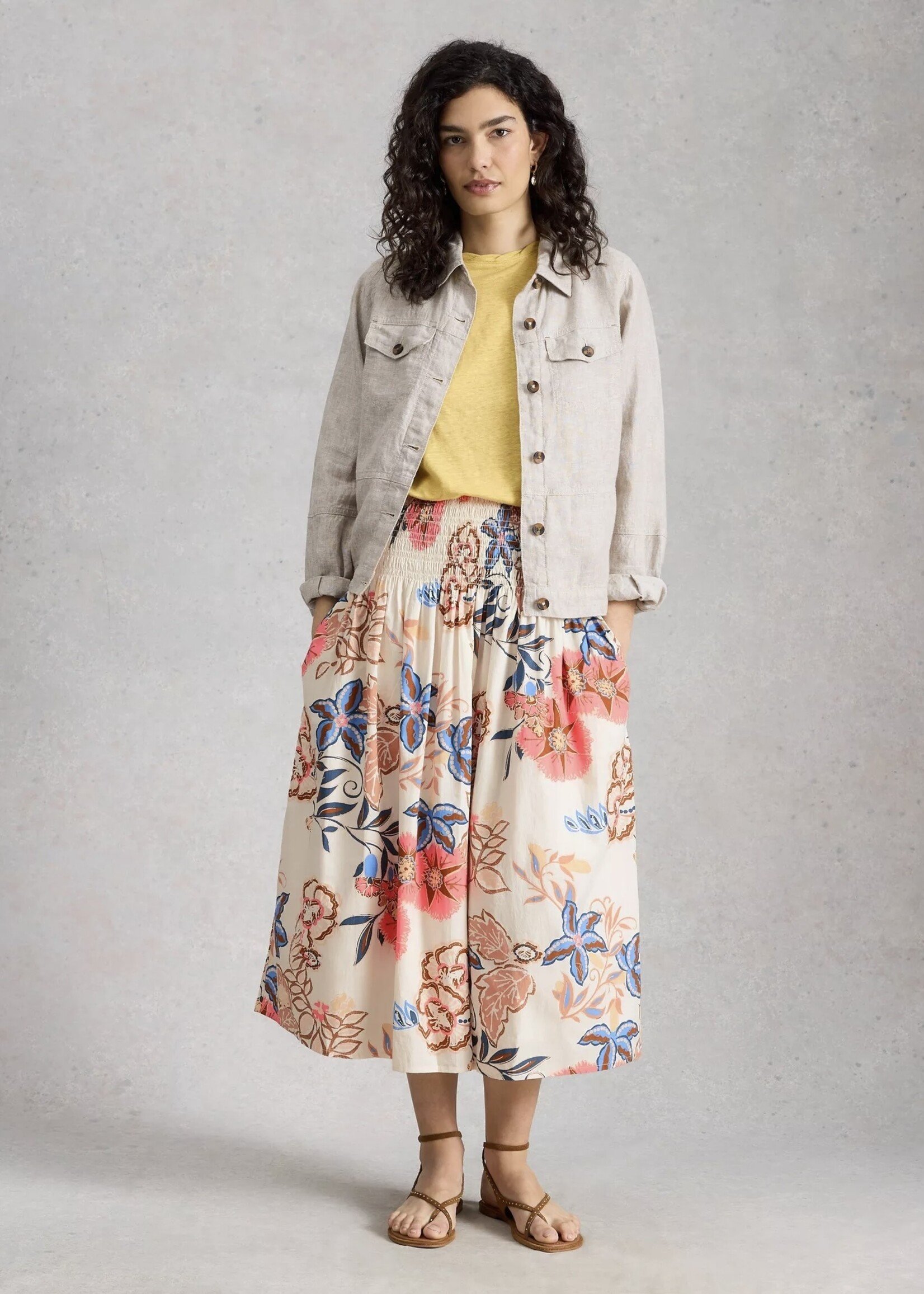 White Stuff Femme White Stuff - Suri Shirred Midi Skirt