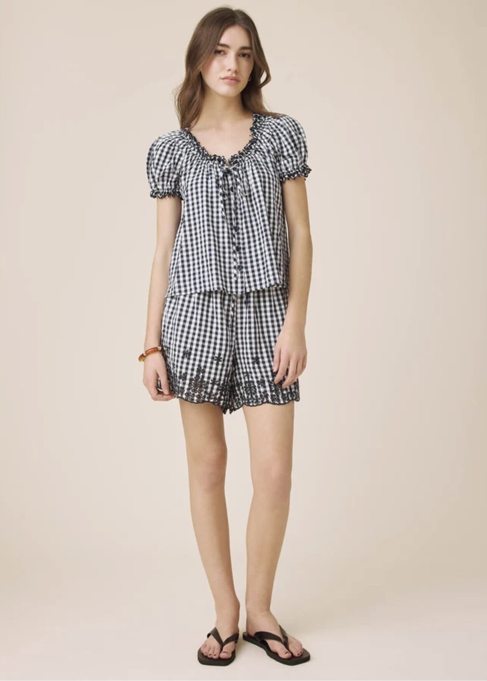 Splendid Splendid - Gingham Puff Sleeve Top