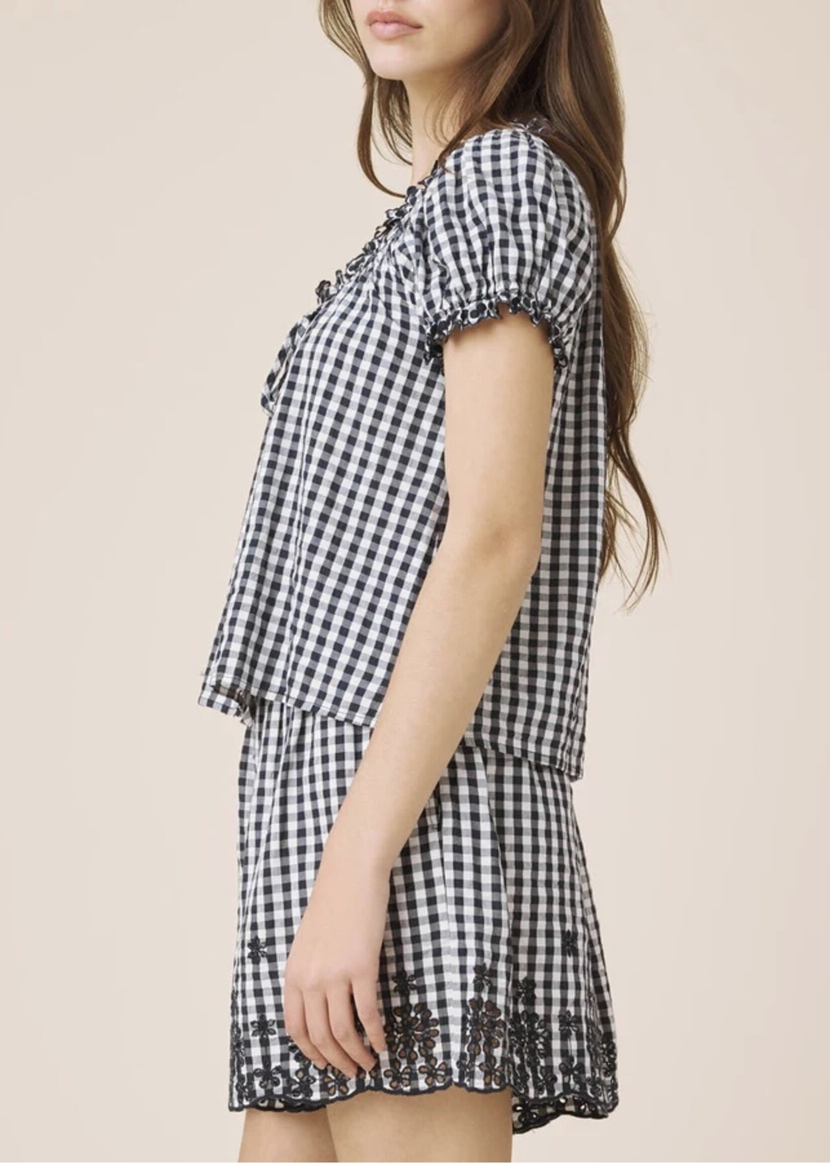 Splendid Splendid - Gingham Puff Sleeve Top