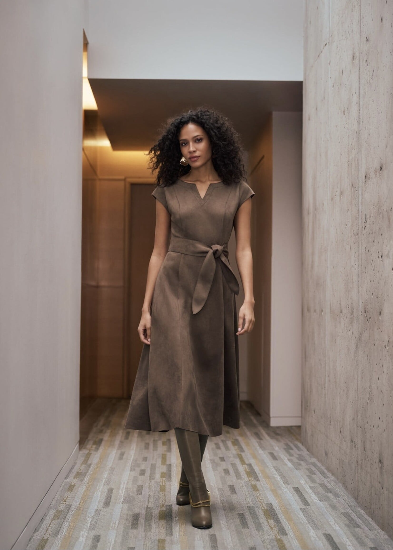 Joseph Ribkoff Joseph Ribkoff - V-neck Belted Midi Dress Style 263105