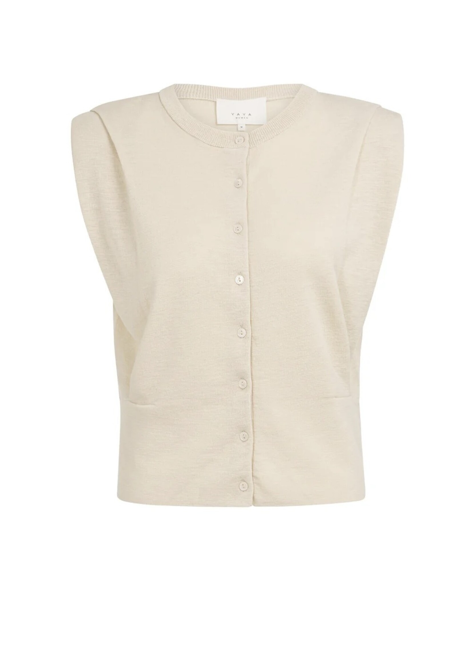 YAYA Yaya - Shoulder Detail Cardigan with Fitted Waist