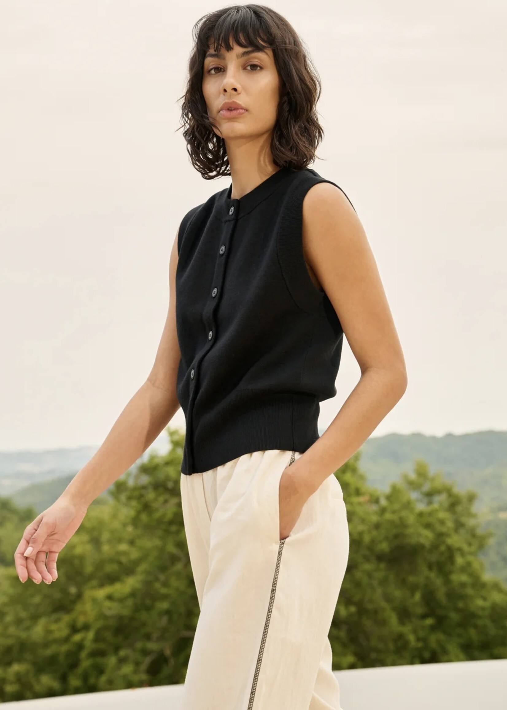 YAYA Yaya - Sleeveless Cardigan with Buttons