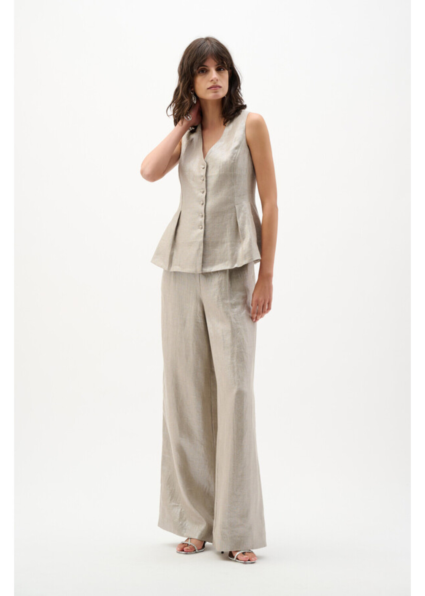 Joseph Ribkoff FOILED LINEN PEPLUM VEST STYLE 262944