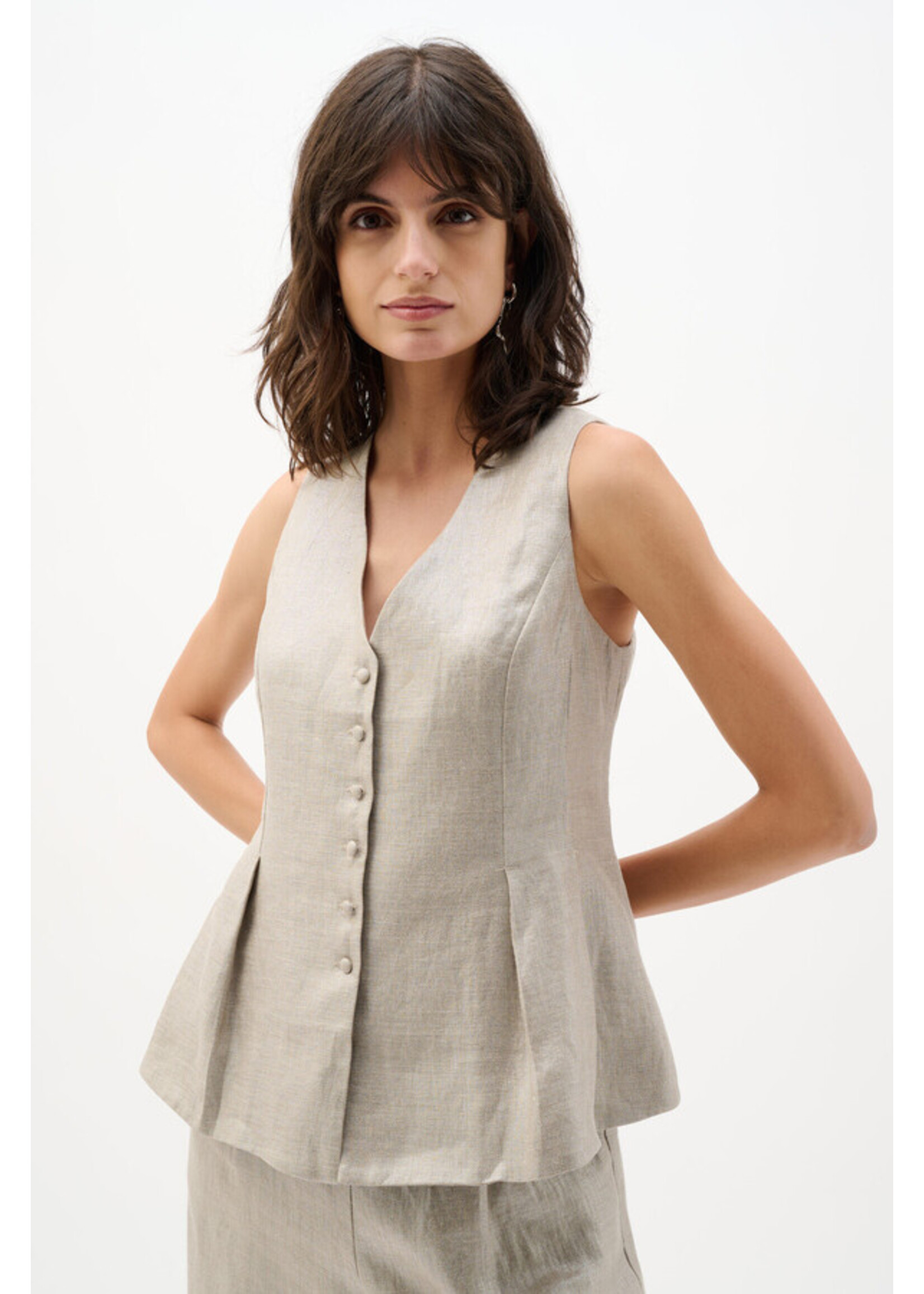 Joseph Ribkoff FOILED LINEN PEPLUM VEST STYLE 262944