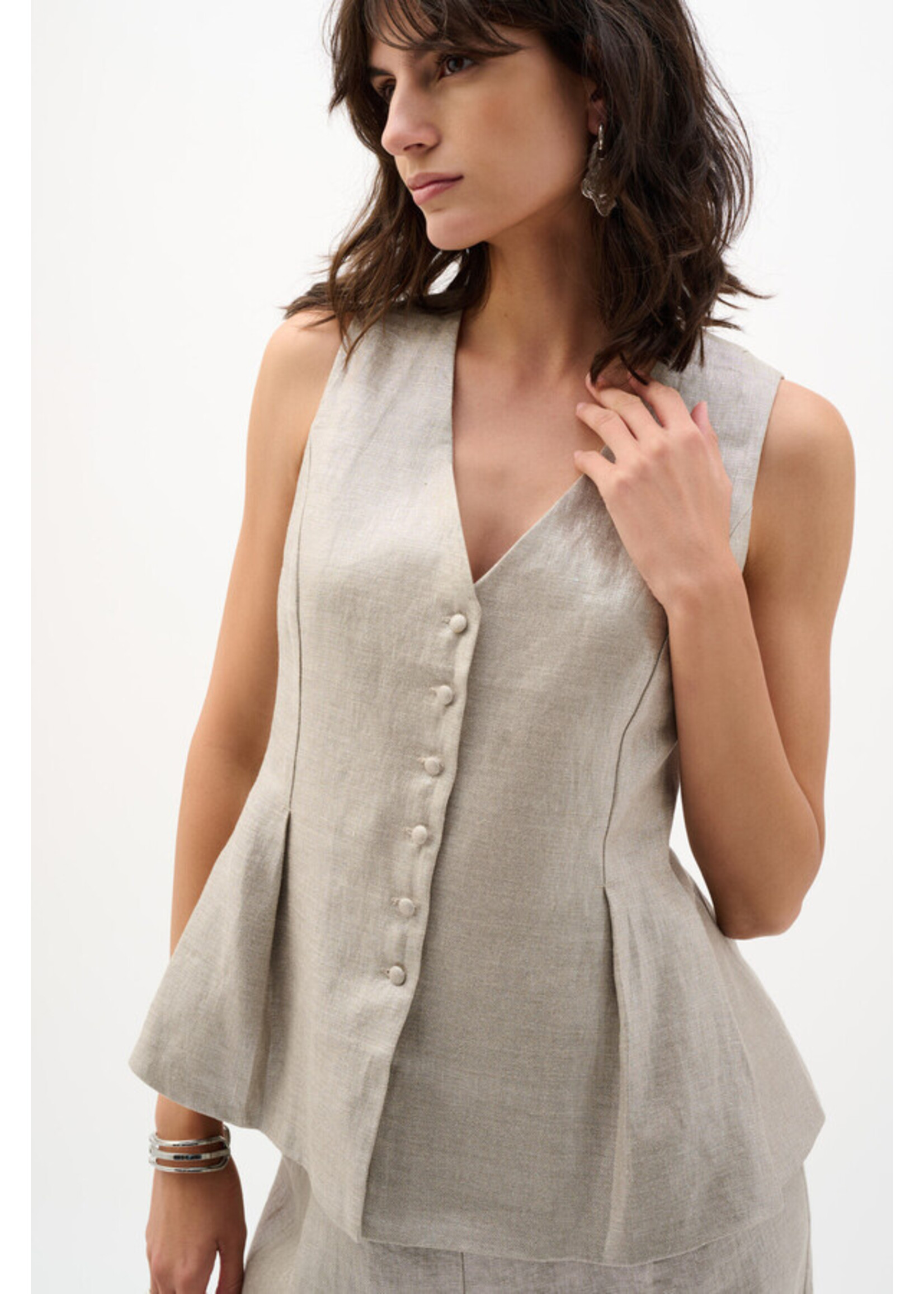 Joseph Ribkoff FOILED LINEN PEPLUM VEST STYLE 262944