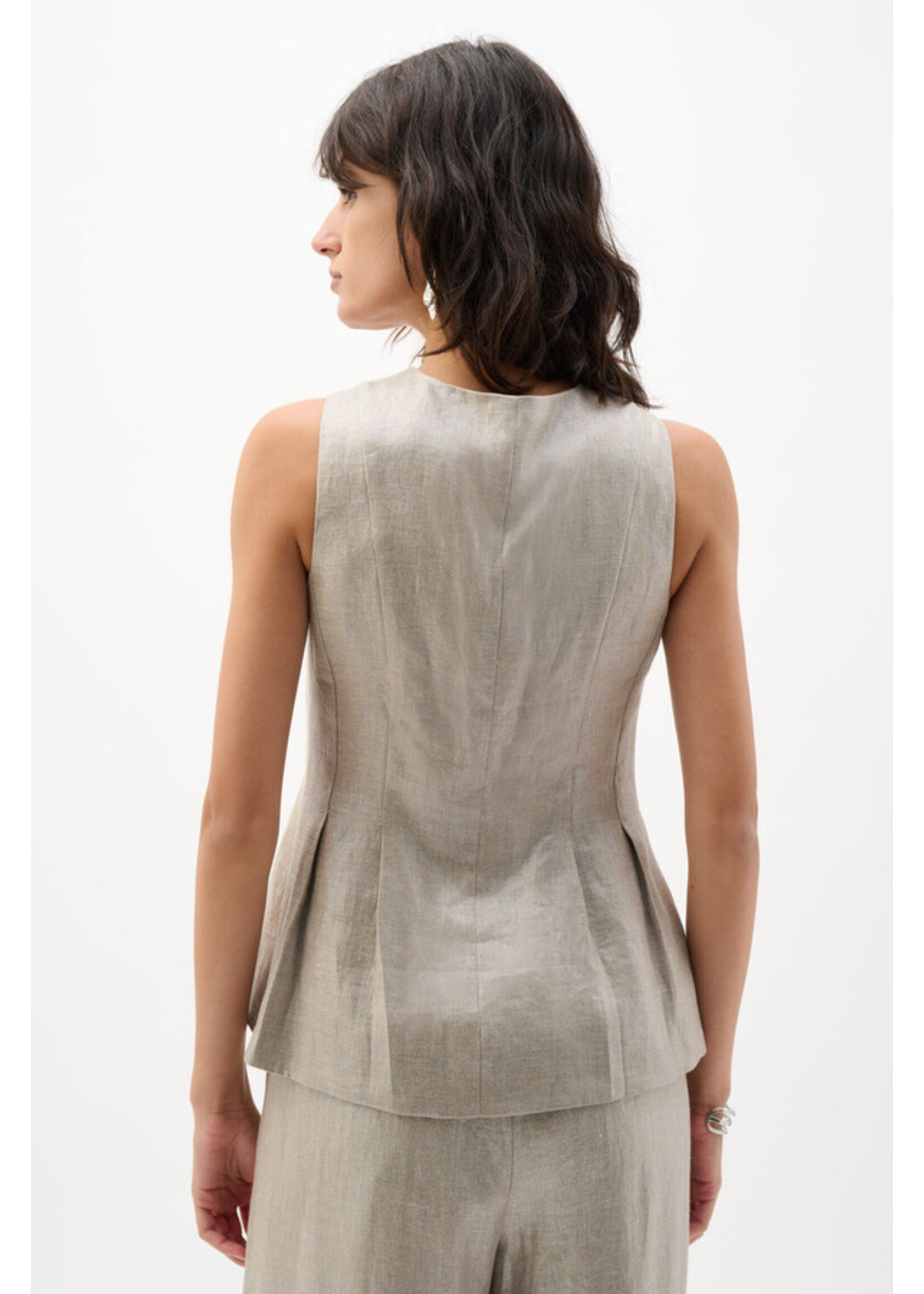 Joseph Ribkoff FOILED LINEN PEPLUM VEST STYLE 262944