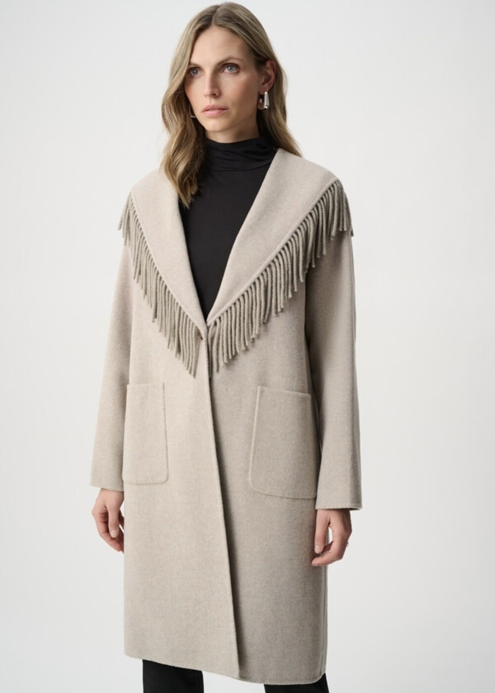 Joseph Ribkoff Joseph Ribkoff - Wool Blend Fringed Coat Style 263912
