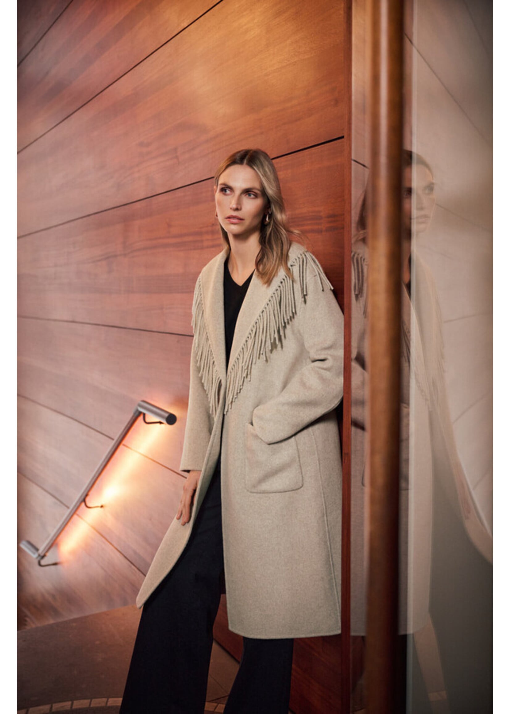 Joseph Ribkoff Joseph Ribkoff - Wool Blend Fringed Coat Style 263912