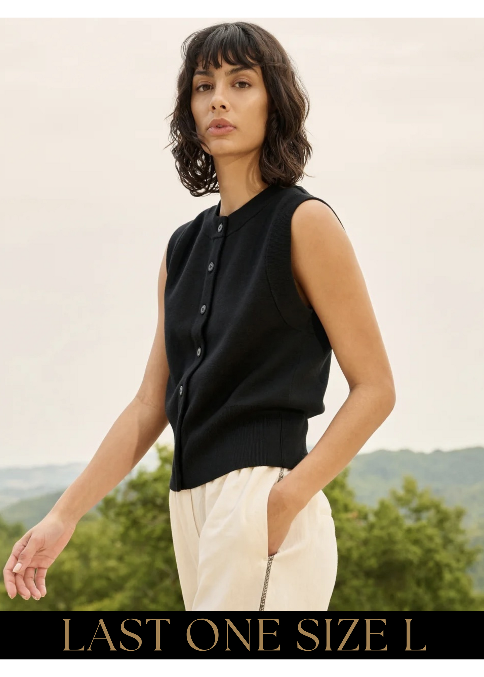 YAYA Yaya - Sleeveless Cardigan with Buttons