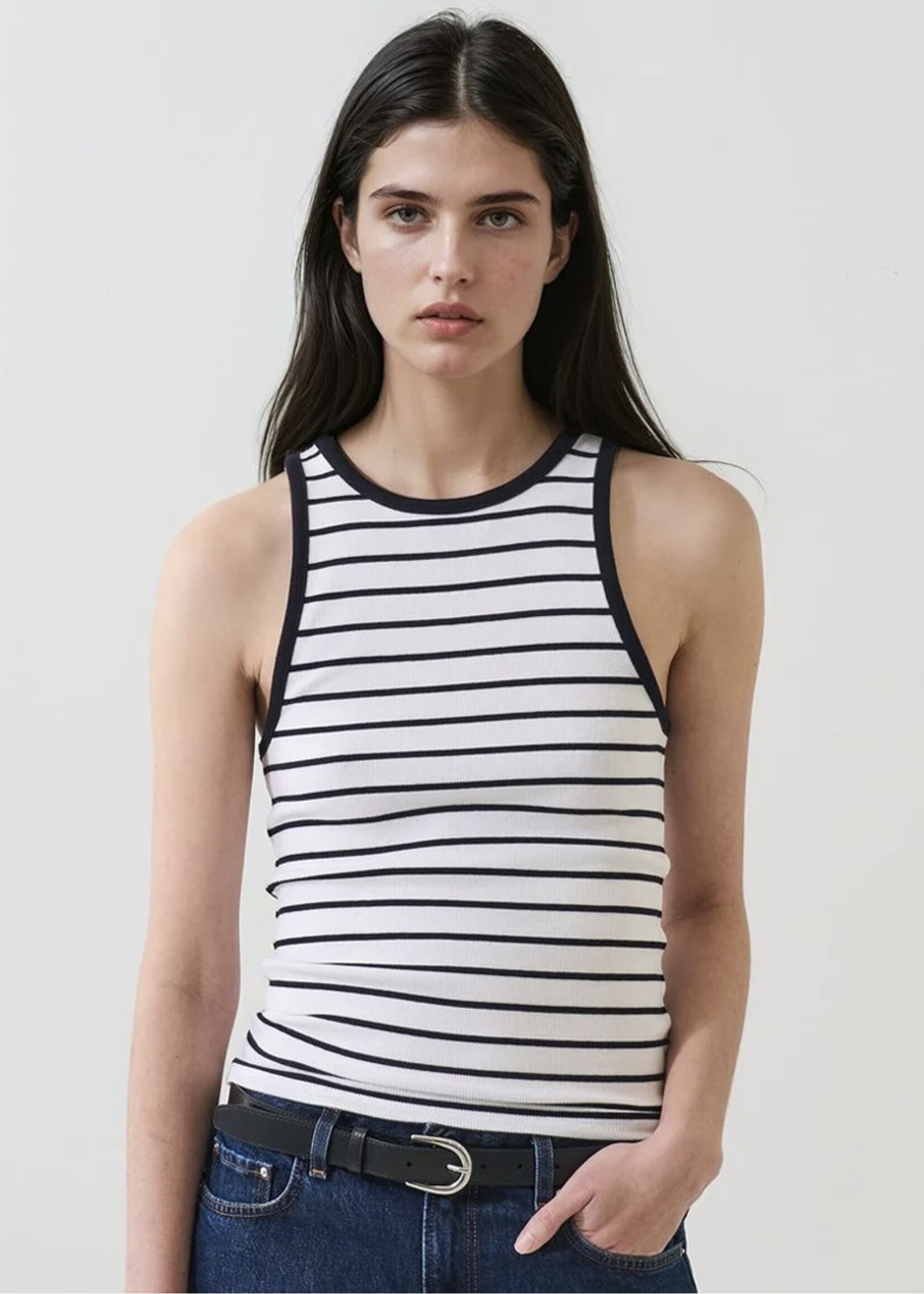 Patrick Assaraf Patrick Assaraf - Modal Cotton Stripe Rib Tank