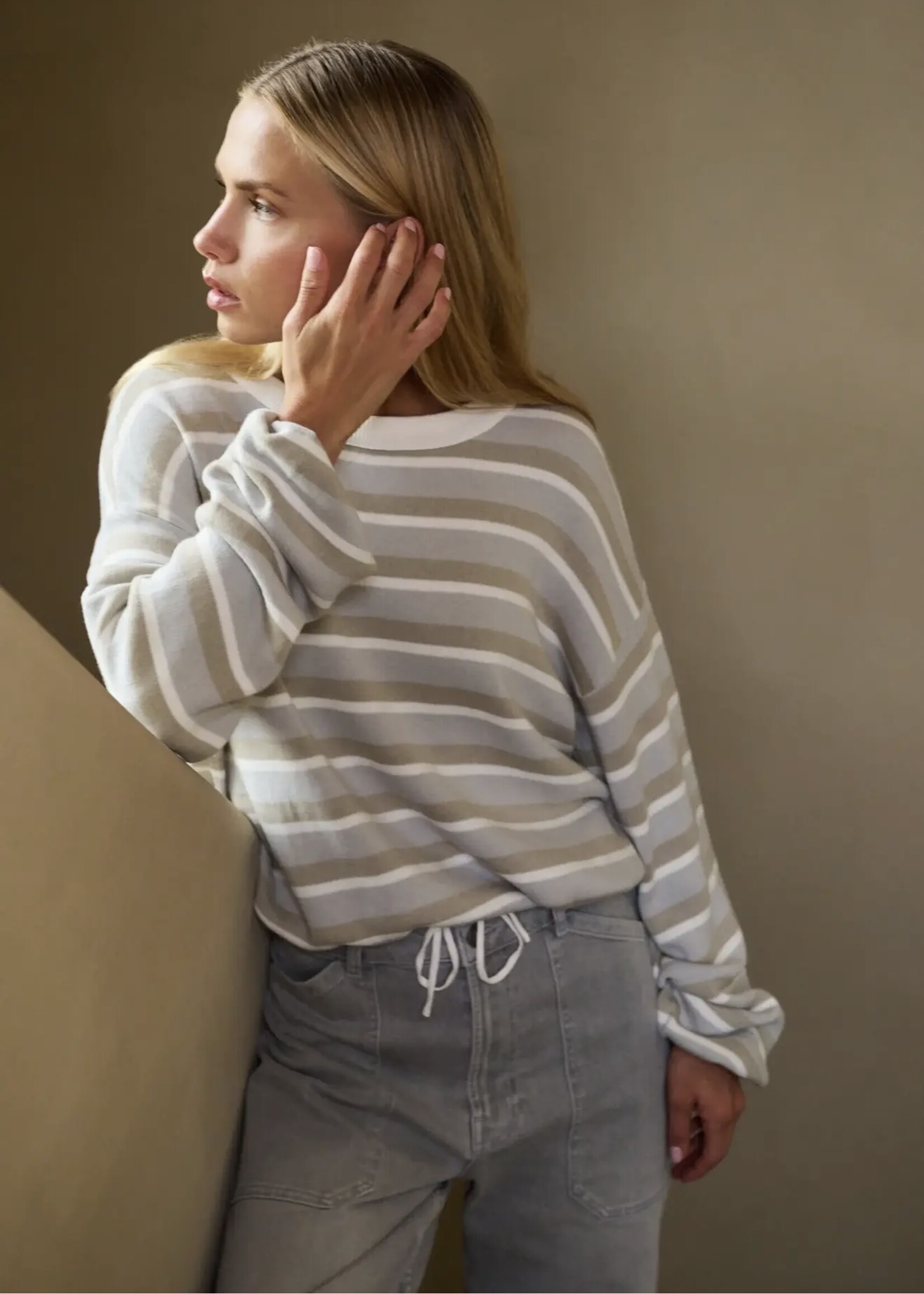 YAYA YAYA - Striped Sweater With Cord