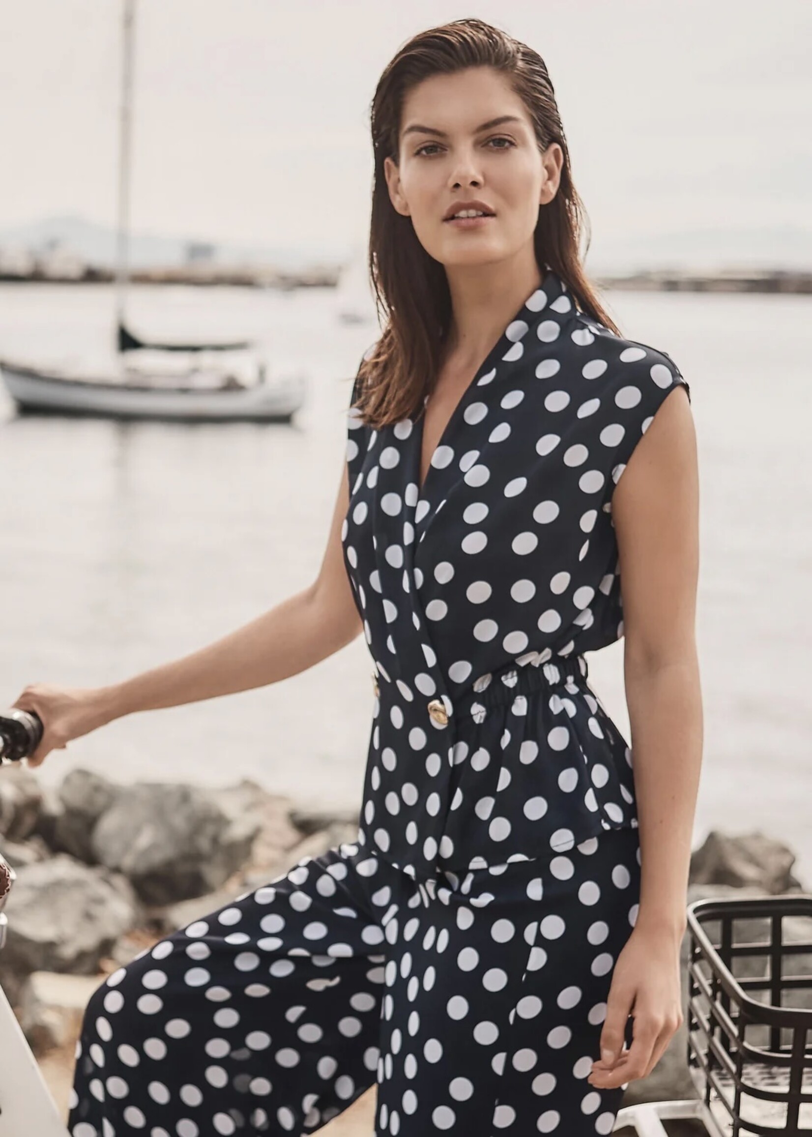 Joseph Ribkoff Joseph Ribkoff - Polka Dot V-Neck Top Style 261250