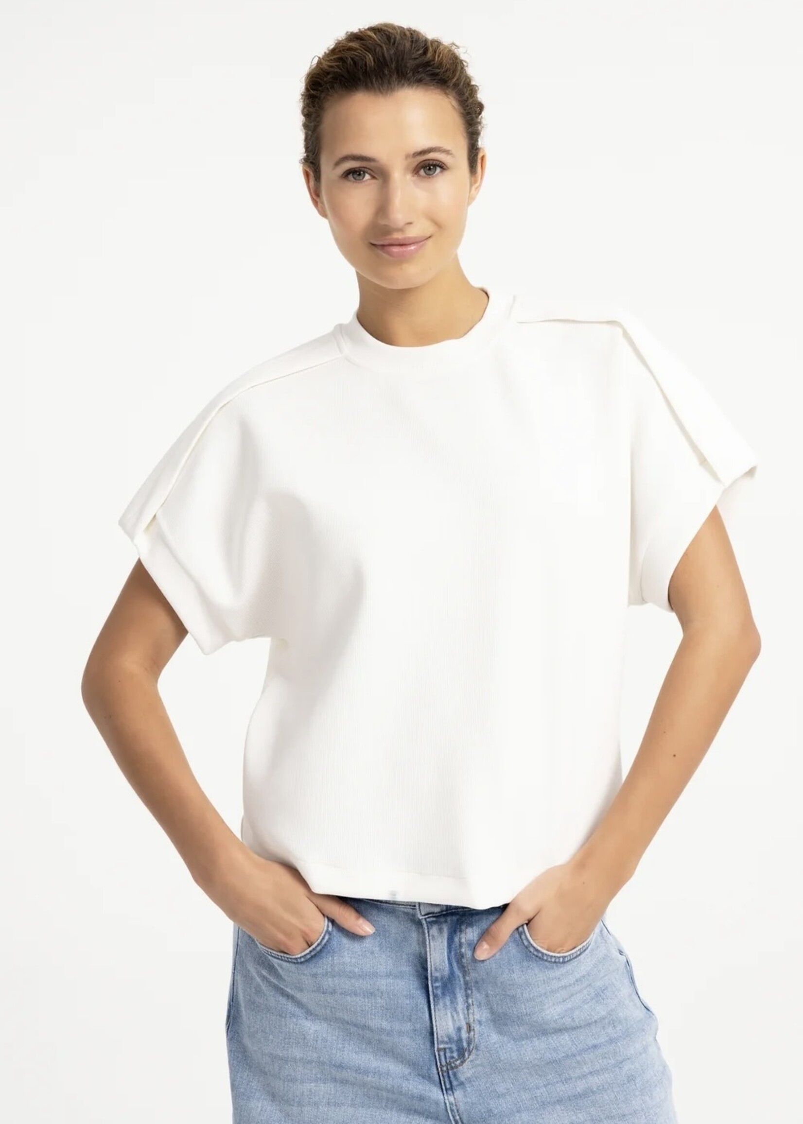 YAYA YAYA - Sleeveless Sweatshirt With Pleated Shoulder