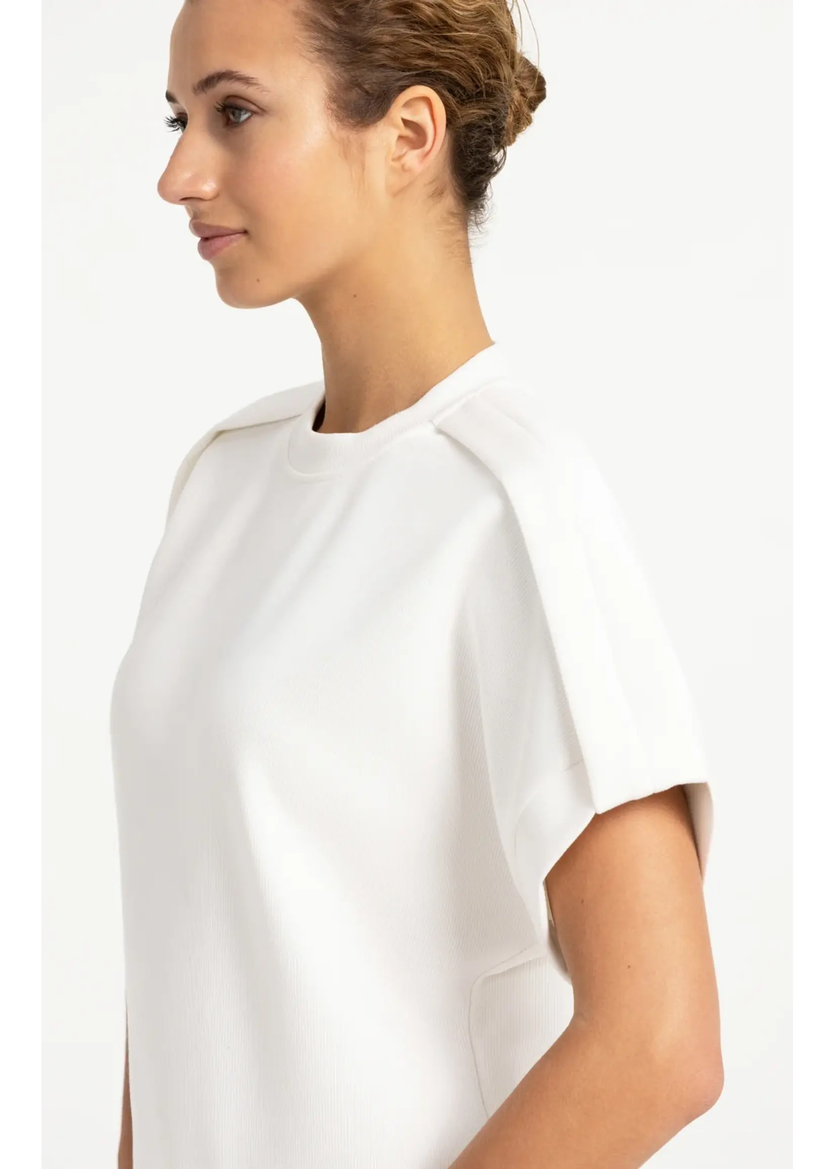 YAYA YAYA - Sleeveless Sweatshirt With Pleated Shoulder
