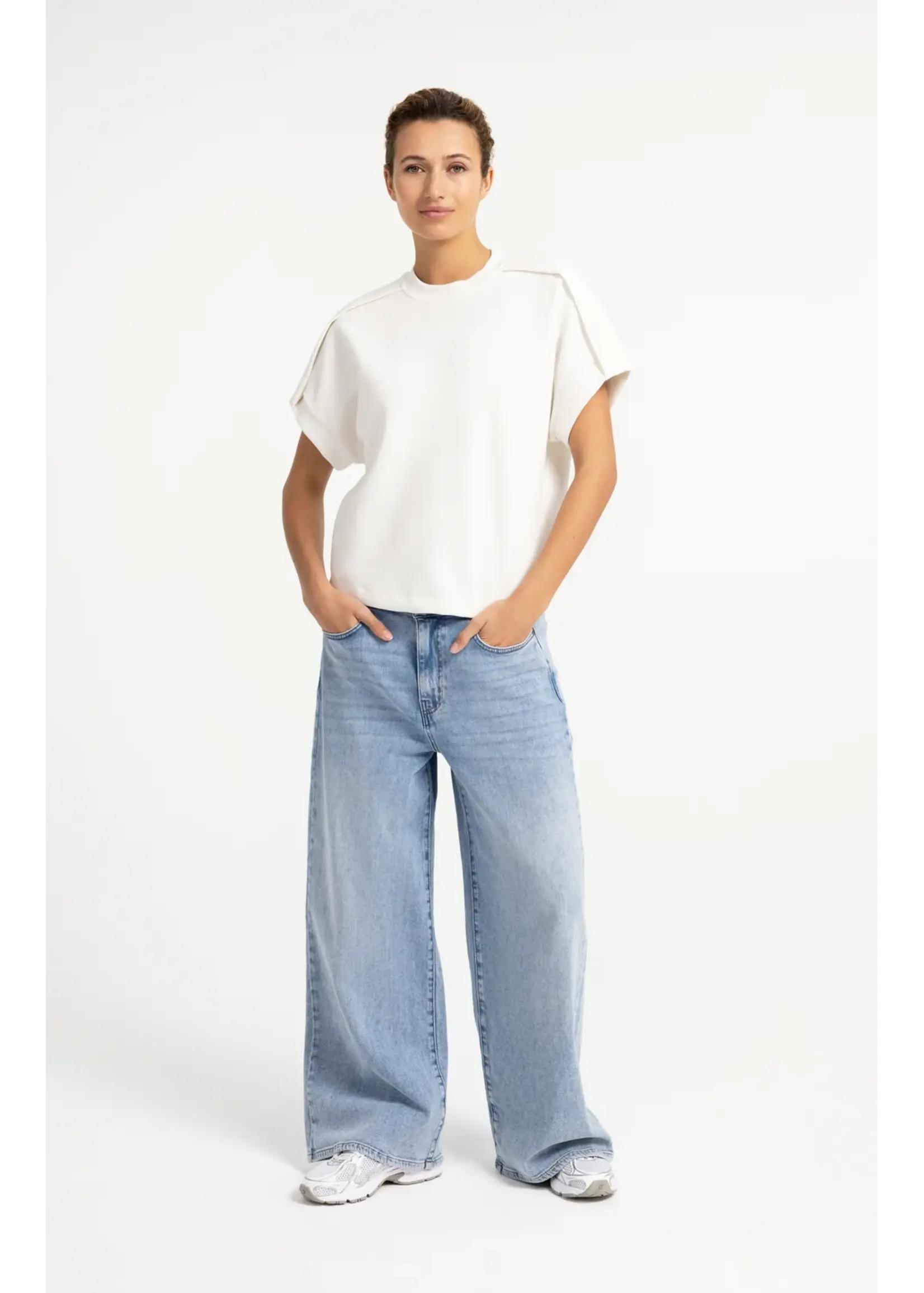 YAYA YAYA - Sleeveless Sweatshirt With Pleated Shoulder