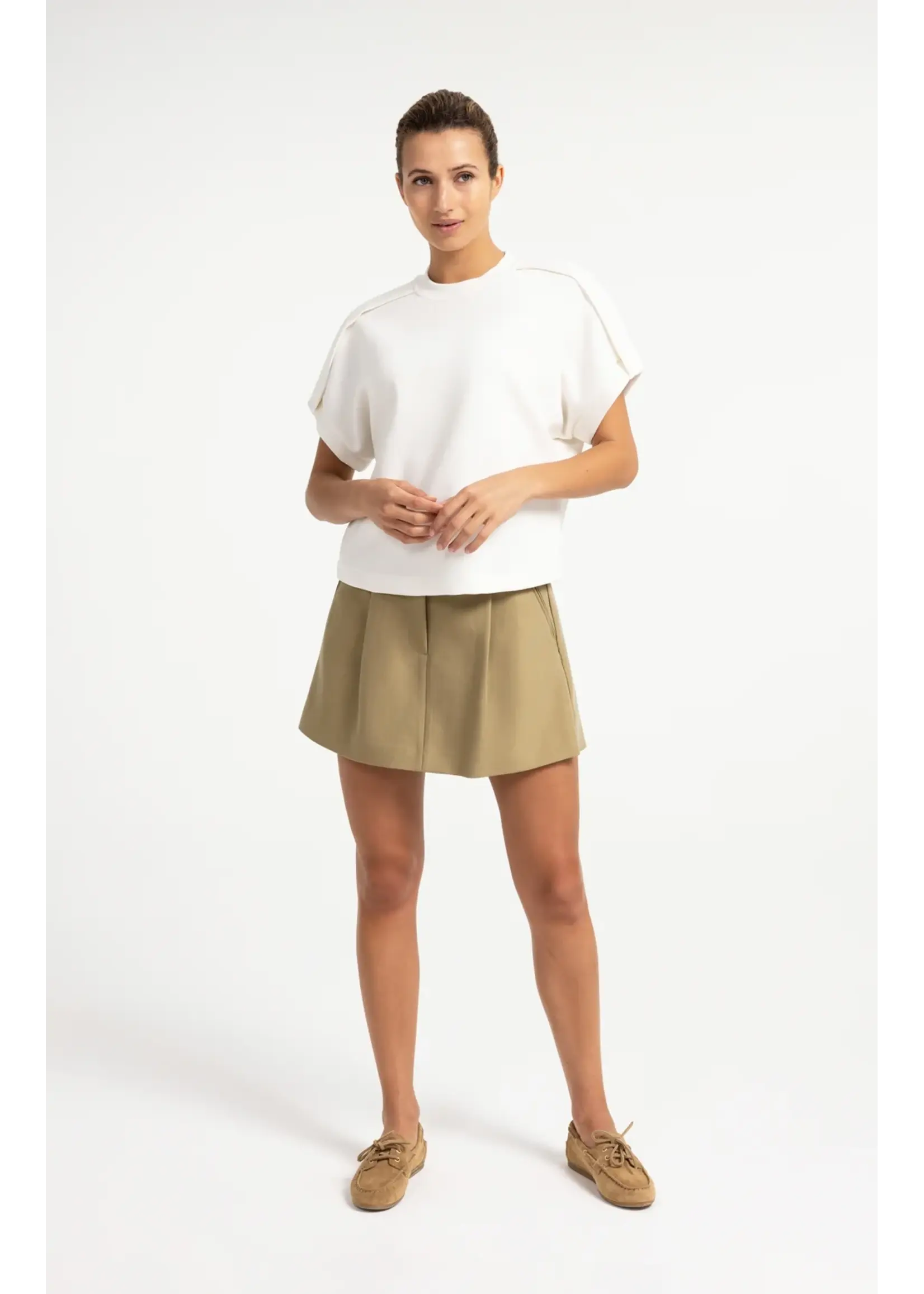YAYA YAYA - Sleeveless Sweatshirt With Pleated Shoulder