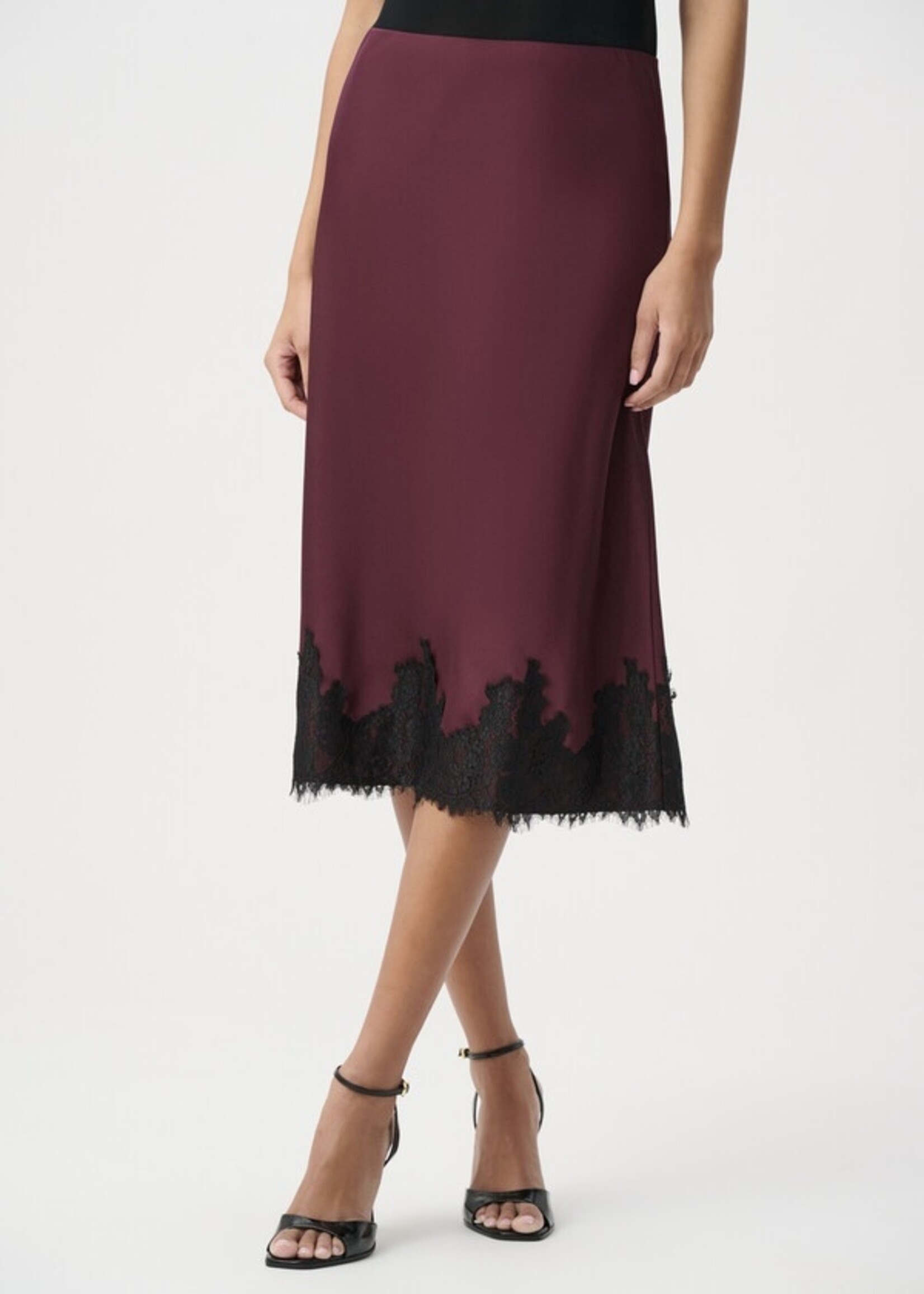 Joseph Ribkoff Joseph Ribkoff - Satin Lace Trim Midi Skirt Style 264037