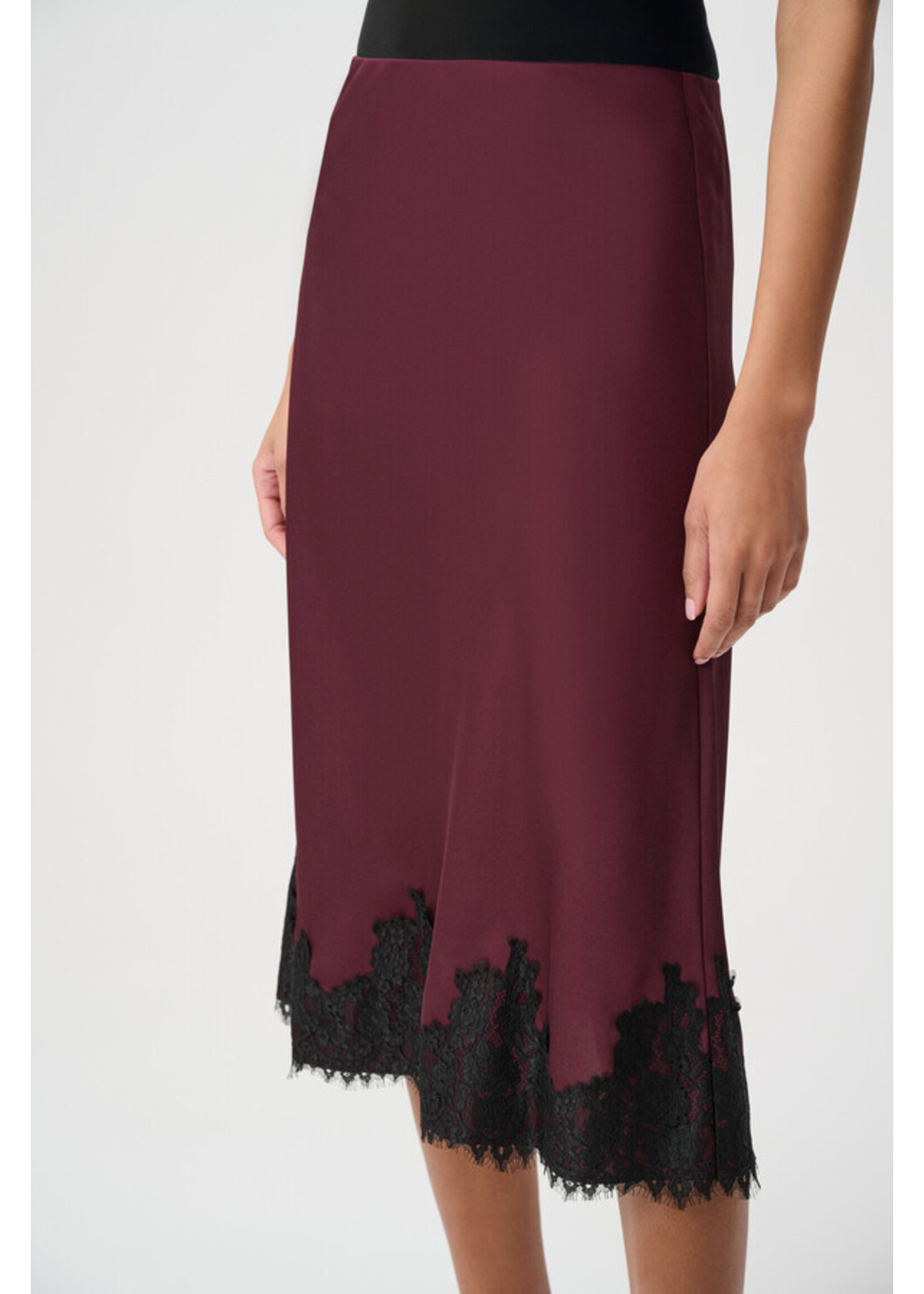 Joseph Ribkoff Joseph Ribkoff - Satin Lace Trim Midi Skirt Style 264037