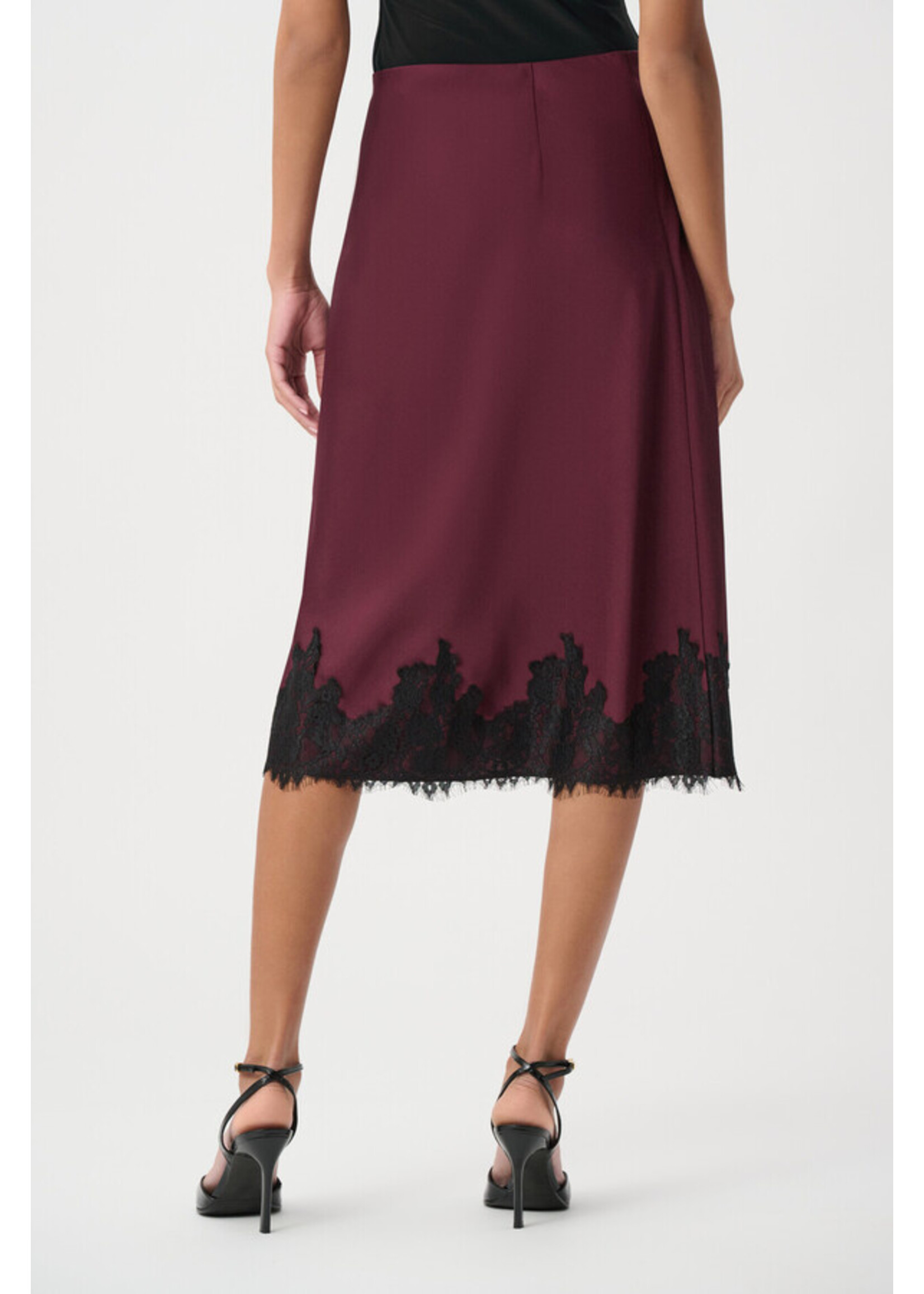 Joseph Ribkoff Joseph Ribkoff - Satin Lace Trim Midi Skirt Style 264037