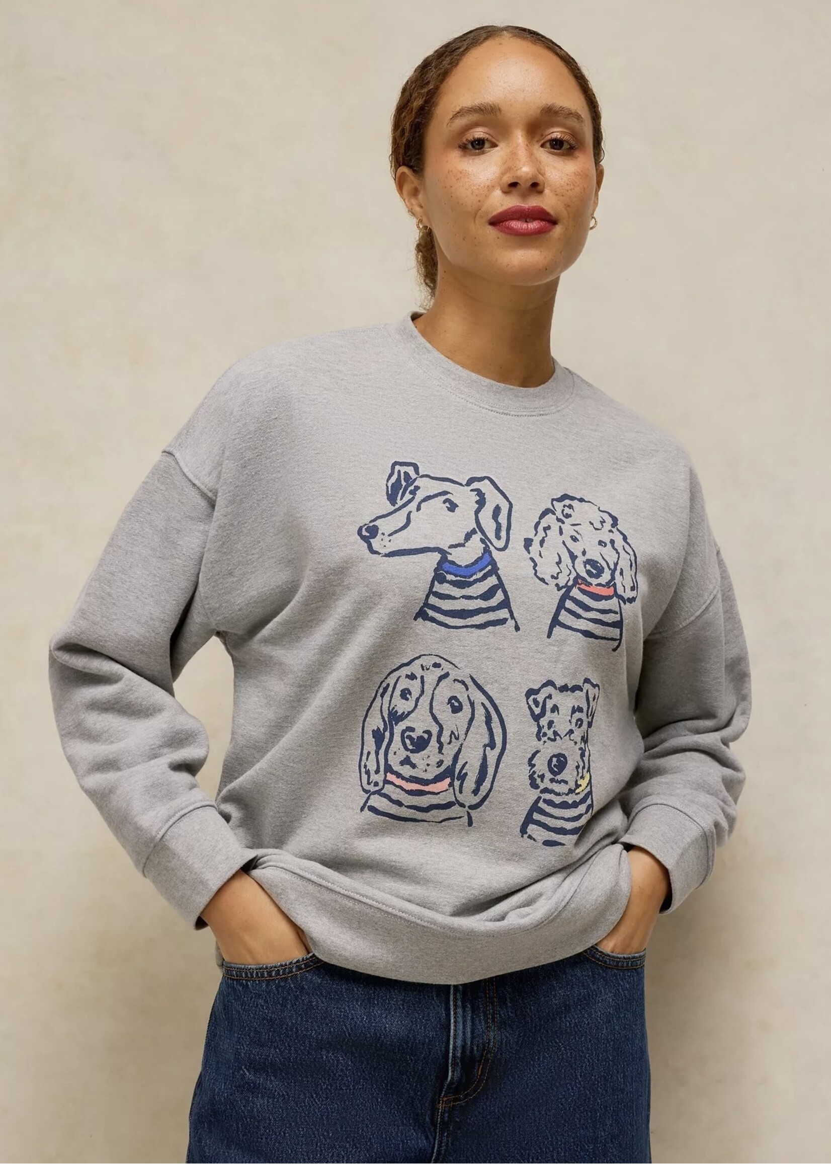 White Stuff Femme White Stuff - Cleo Longline Graphic Sweat