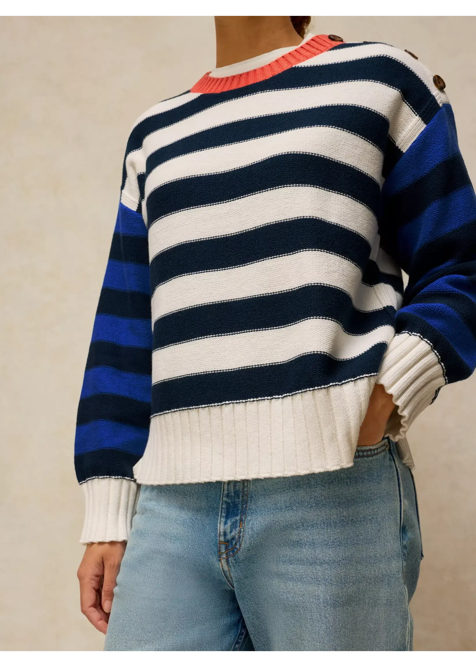 White Stuff Femme White Stuff - Bea Button Cotton Jumper
