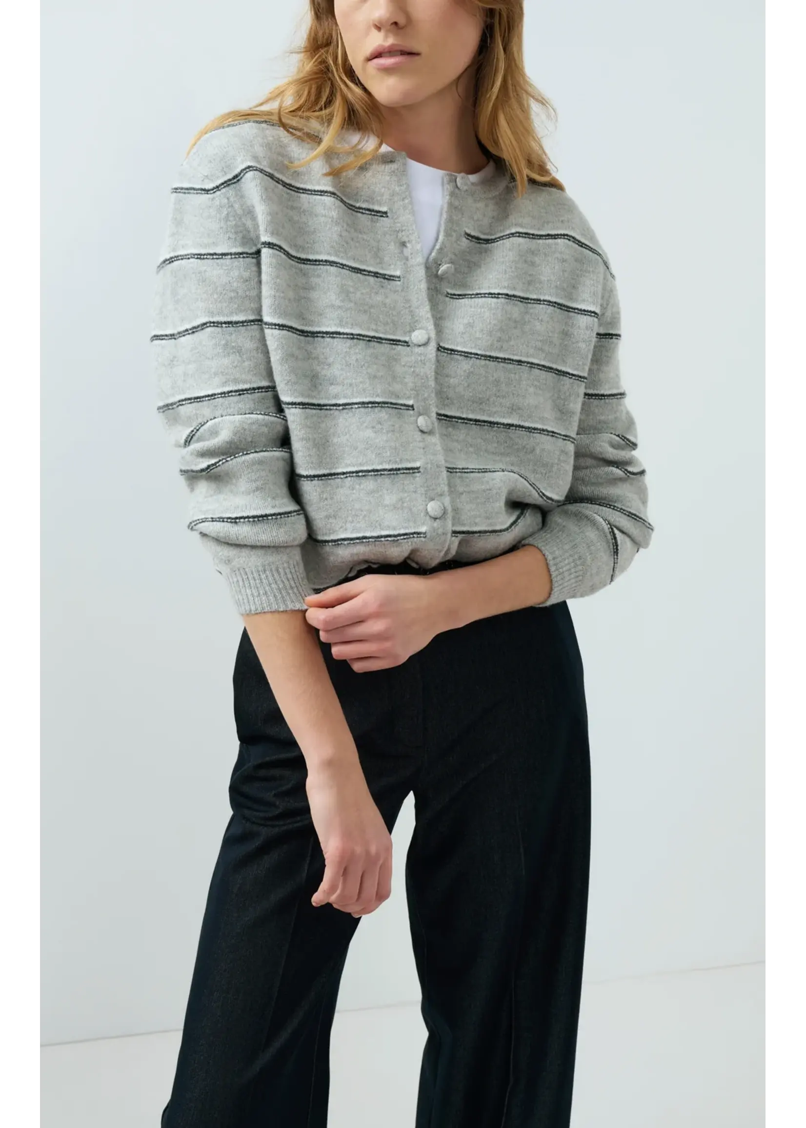 YAYA Yaya - Knitted striped Cardigan Long Sleeve