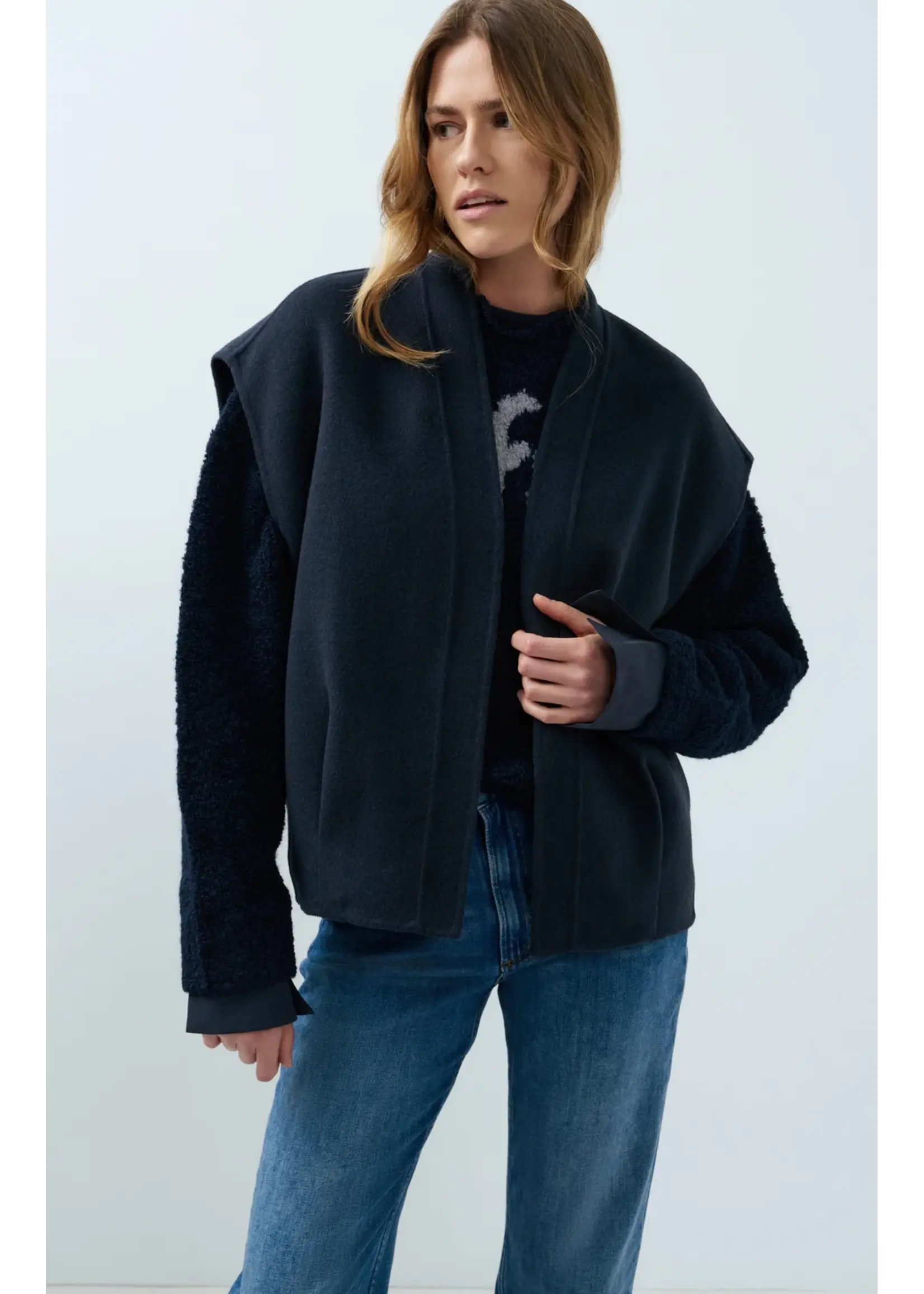 YAYA Yaya - Oversized Wool Woven Bodywarmer
