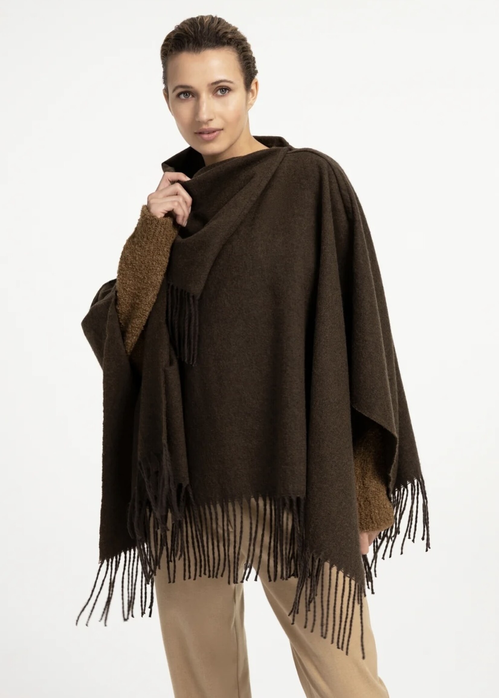YAYA Yaya - Poncho with twisted self fringes