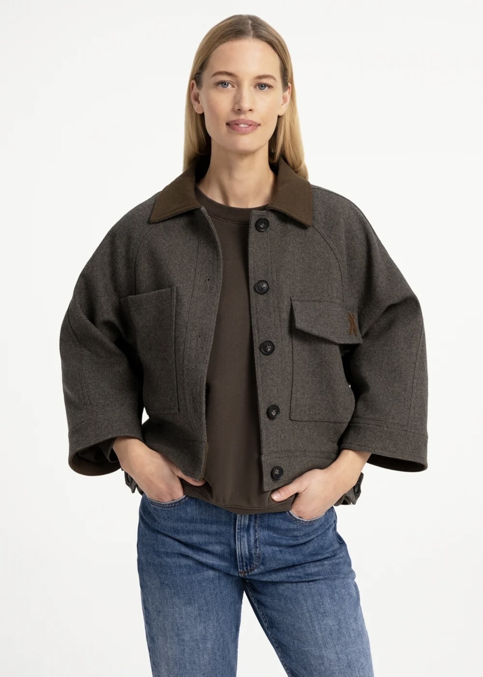 YAYA Yaya - Oversized wool mix jacket with constract collar and waistband