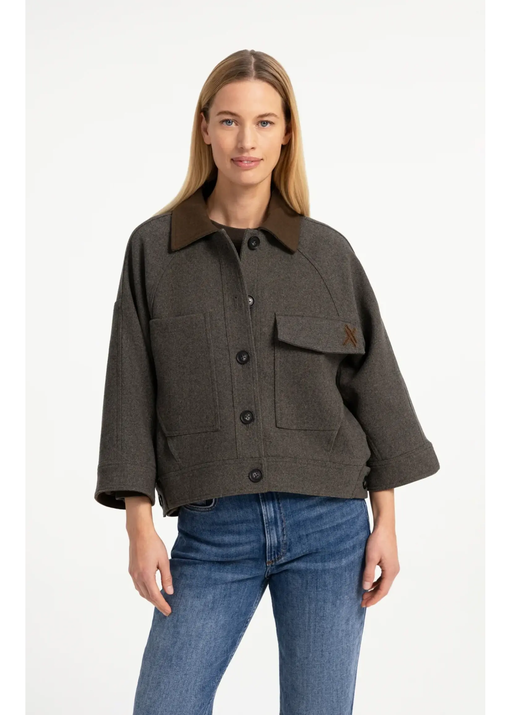 YAYA Yaya - Oversized wool mix jacket with constract collar and waistband
