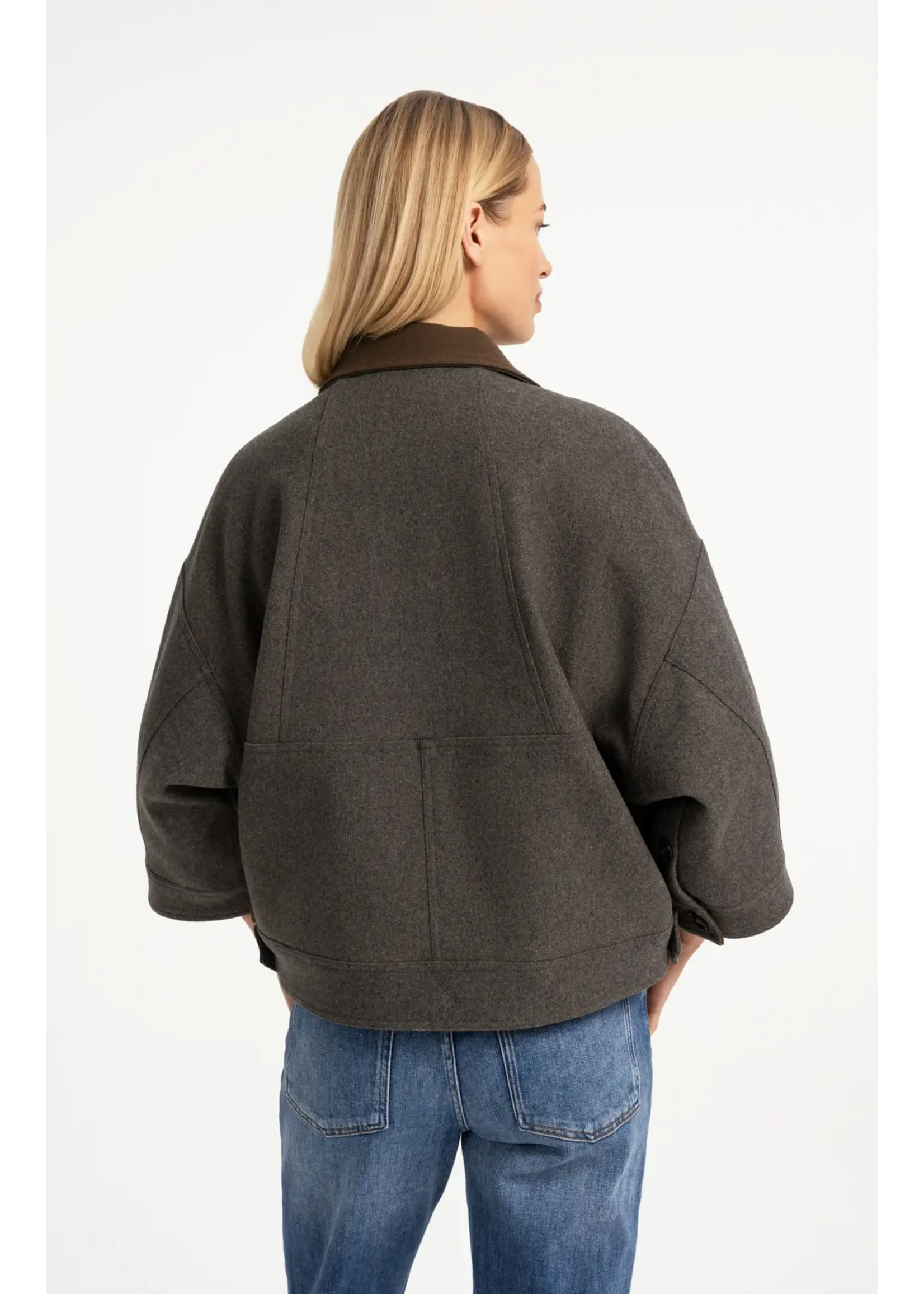 YAYA Yaya - Oversized wool mix jacket with constract collar and waistband