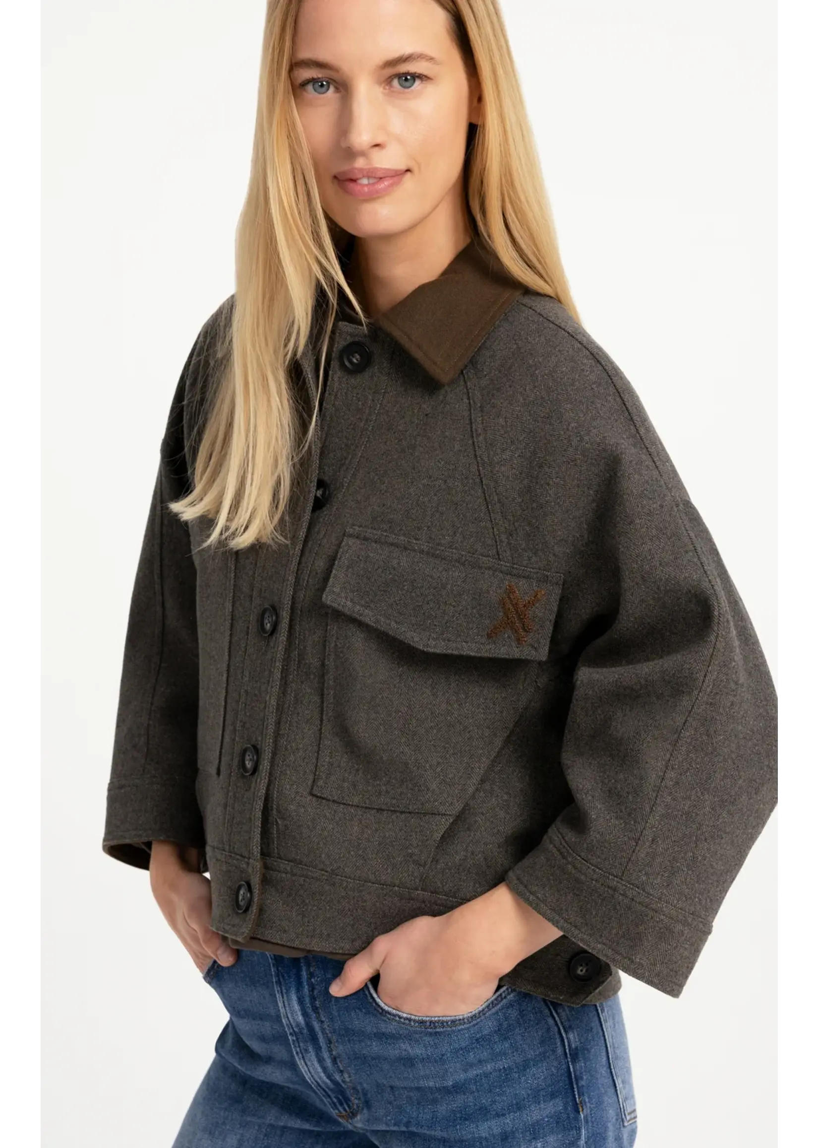 YAYA Yaya - Oversized wool mix jacket with constract collar and waistband