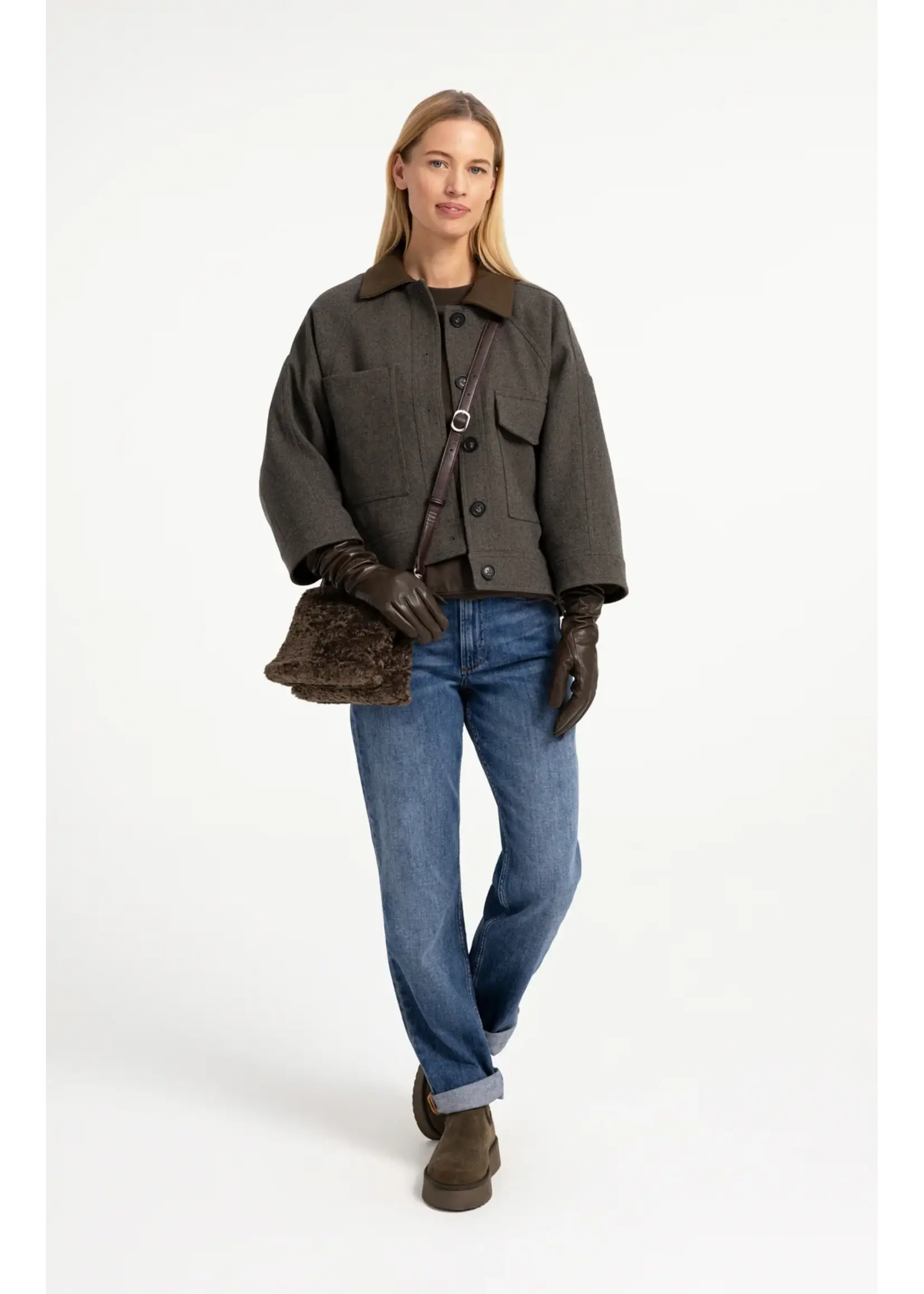 YAYA Yaya - Oversized wool mix jacket with constract collar and waistband