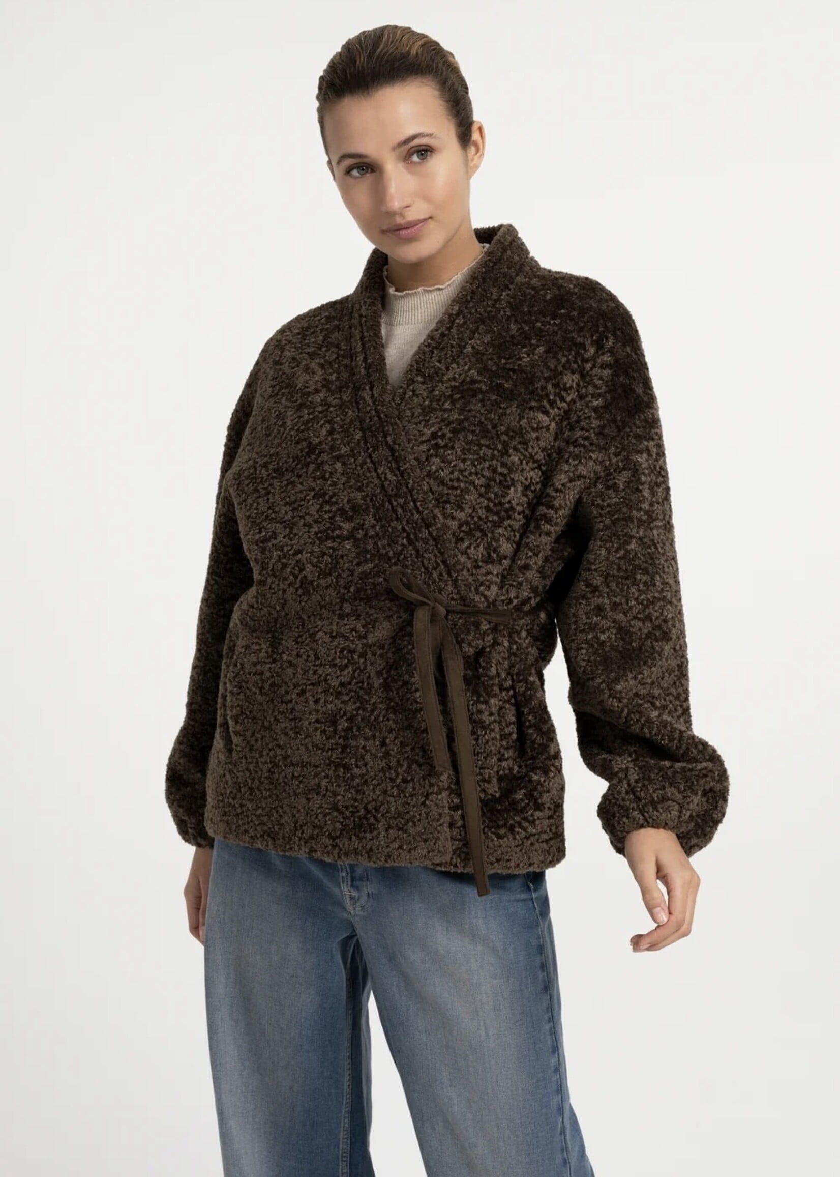 YAYA Yaya - Faux Fur Kimono Wrap Jacket