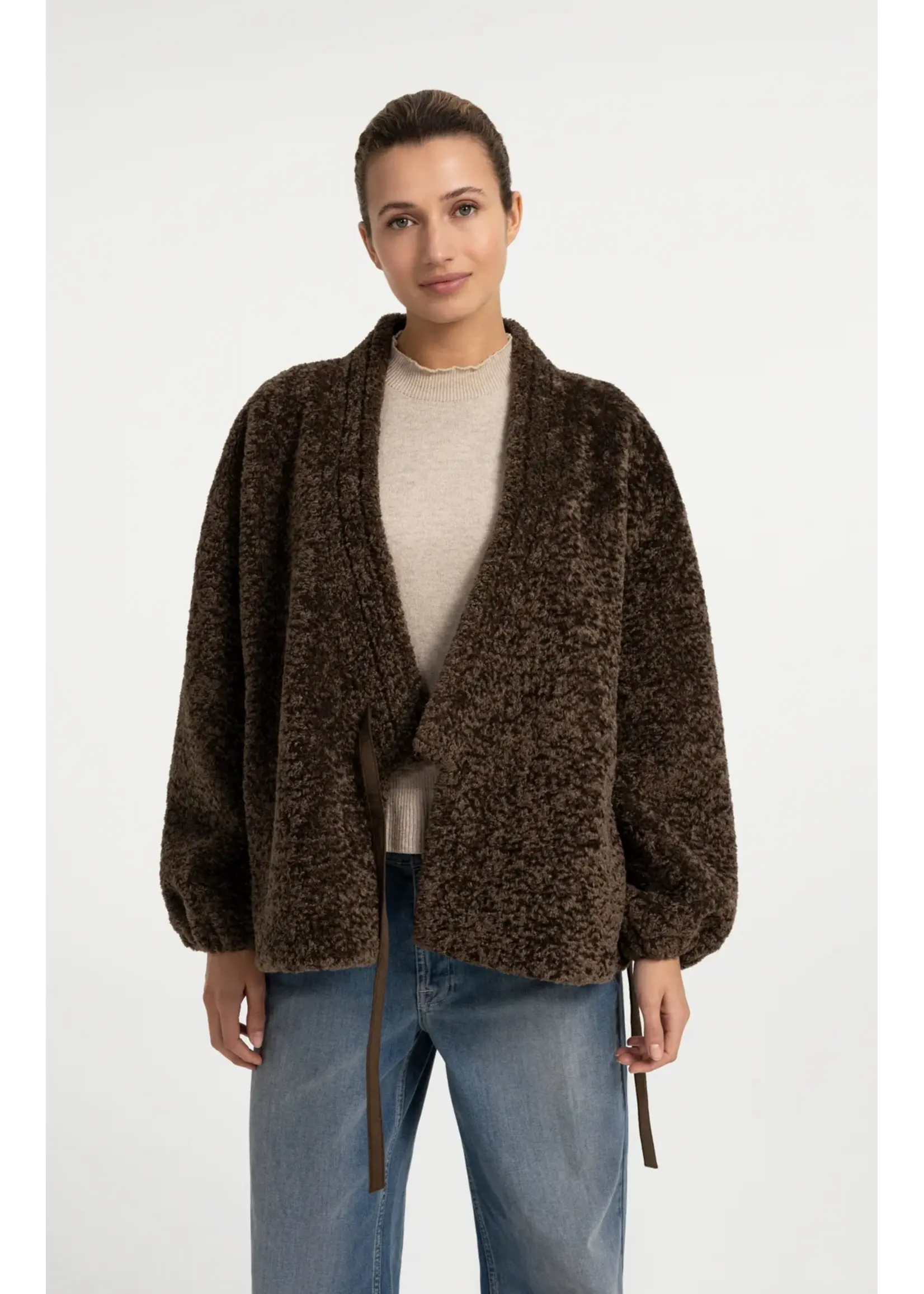 YAYA Yaya - Faux Fur Kimono Wrap Jacket