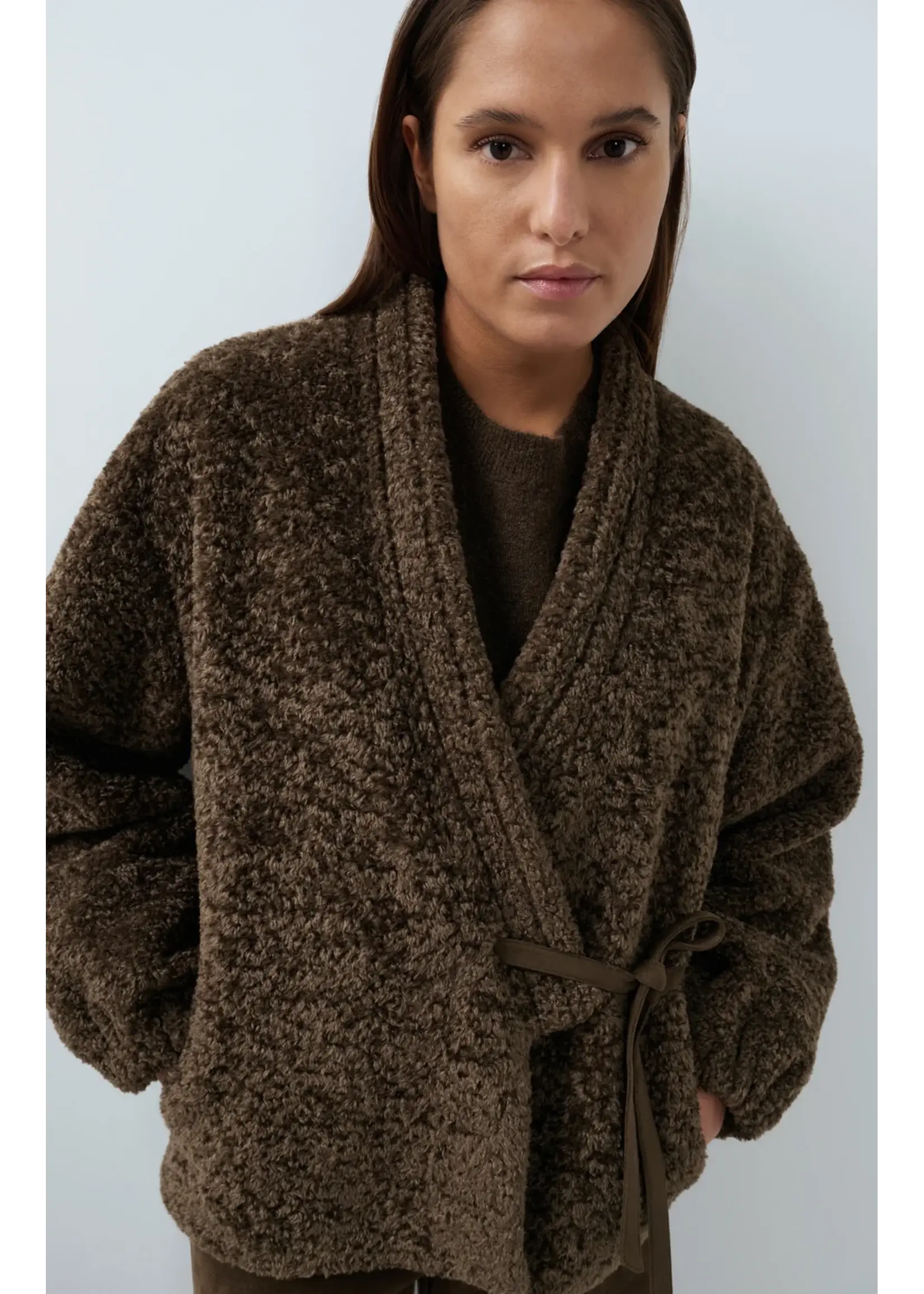 YAYA Yaya - Faux Fur Kimono Wrap Jacket