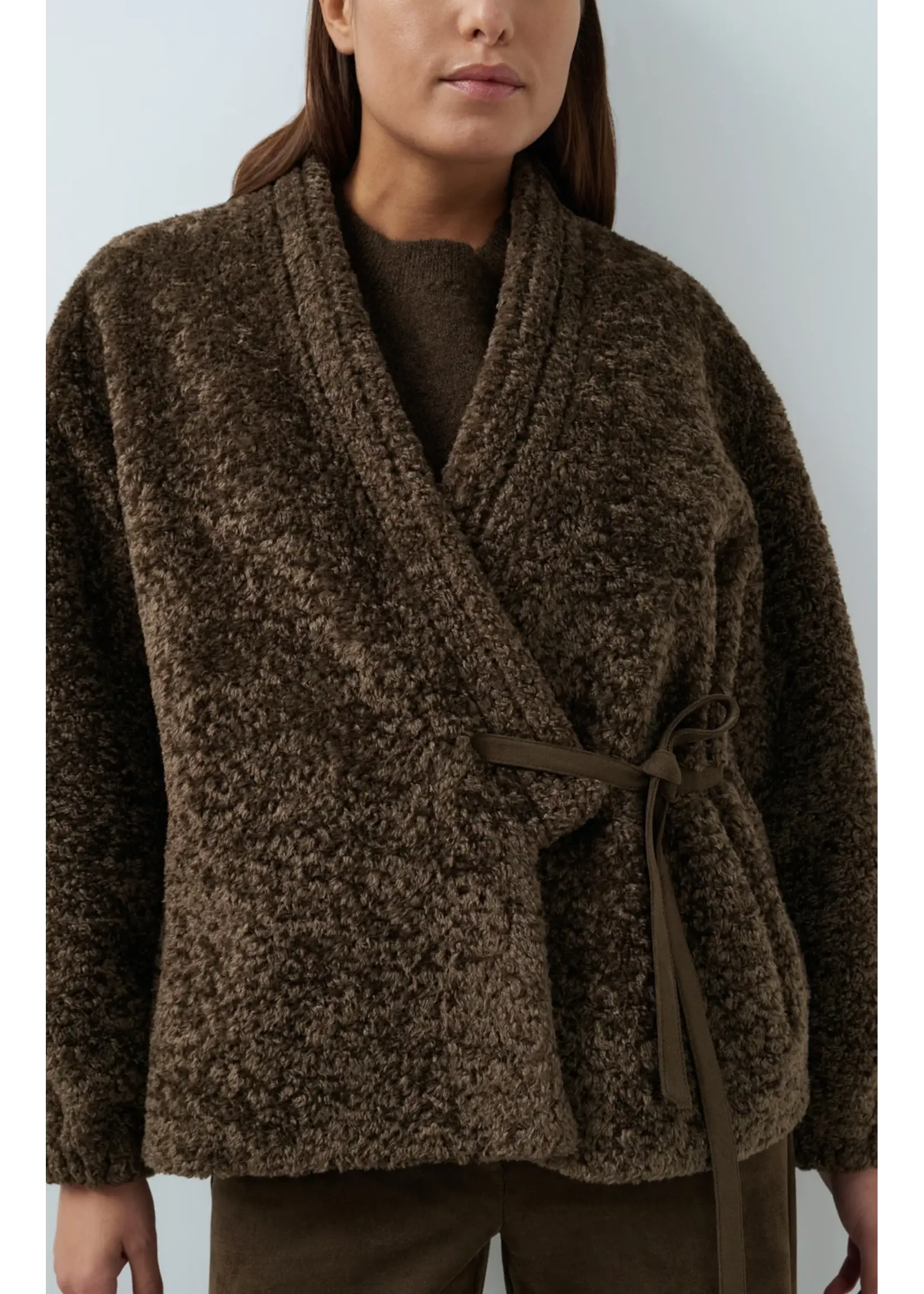 YAYA Yaya - Faux Fur Kimono Wrap Jacket
