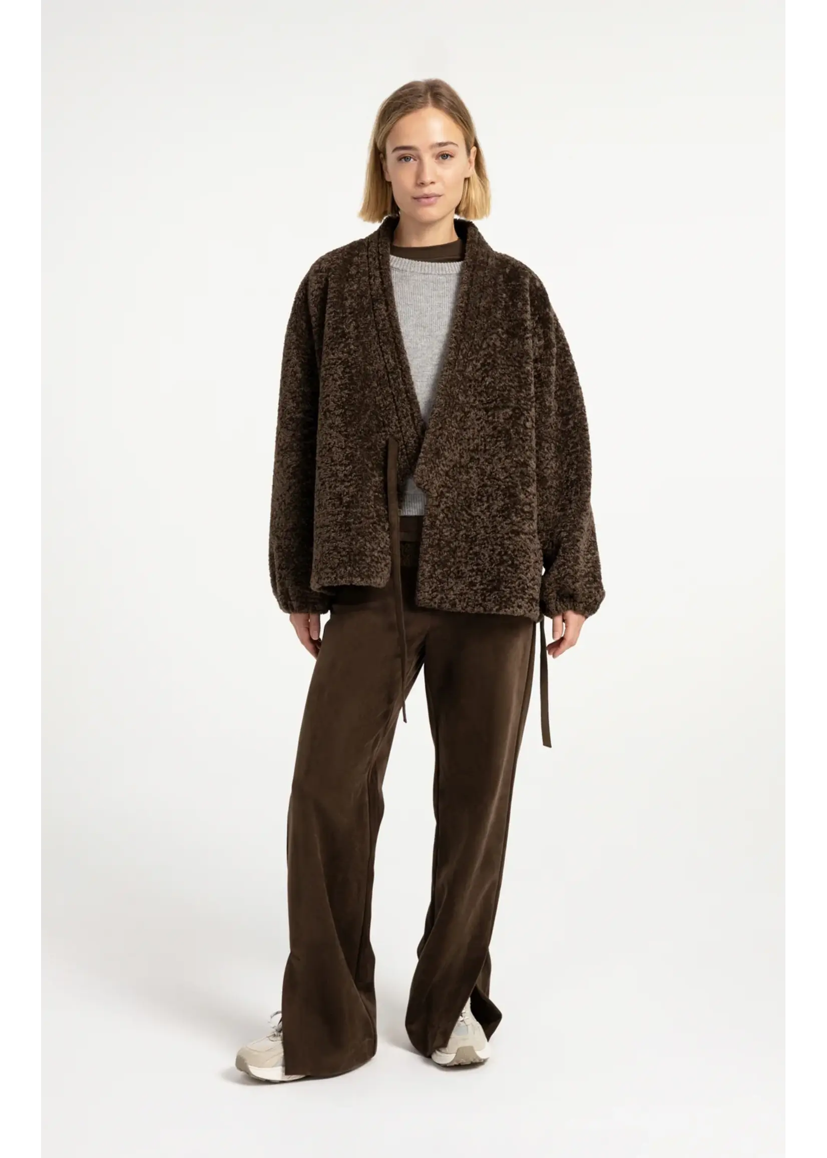 YAYA Yaya - Faux Fur Kimono Wrap Jacket