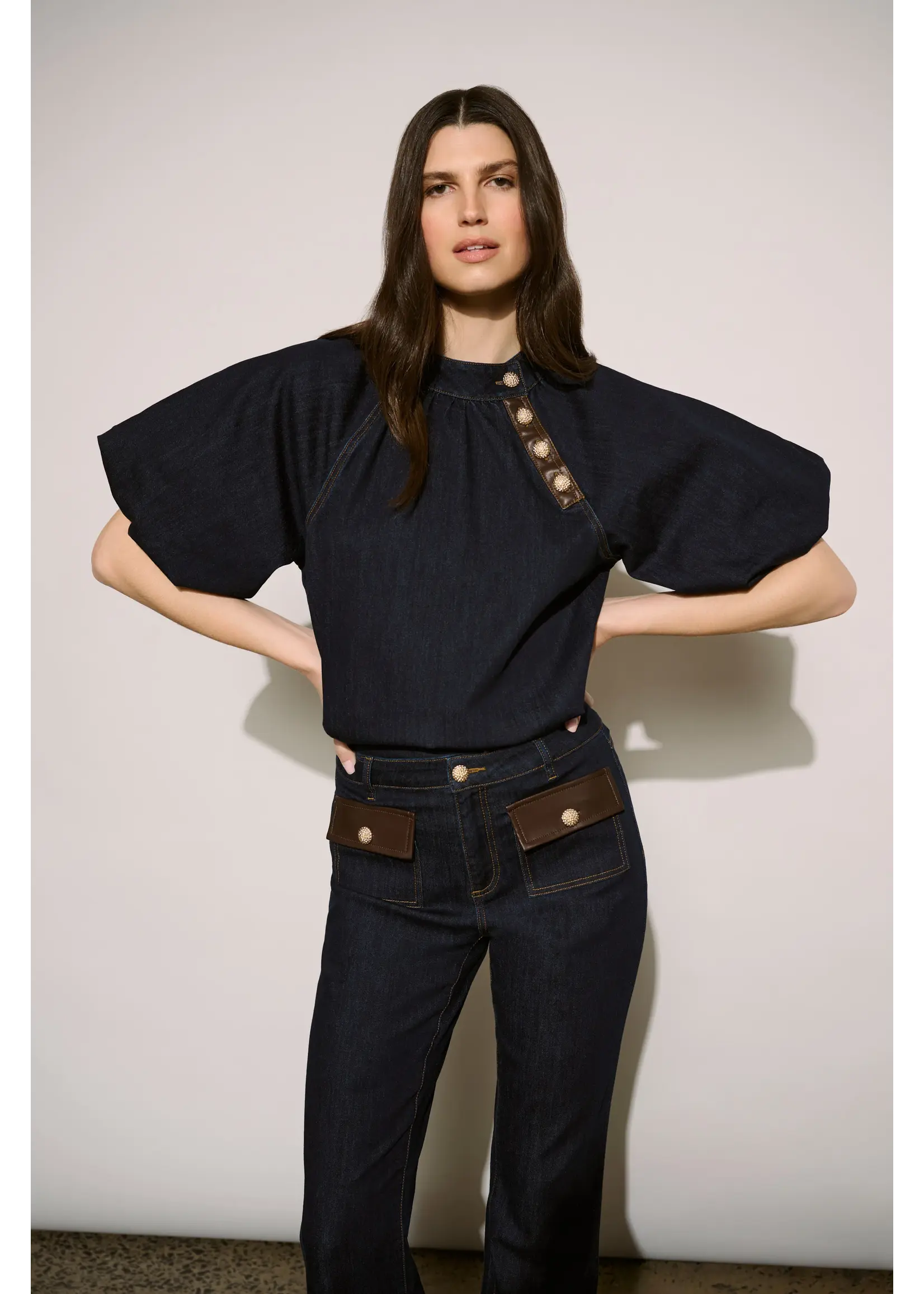 Joseph Ribkoff Joseph Ribkoff Edit 57 - Featherweave™ Balloon-Sleeve Denim Blouse 264962